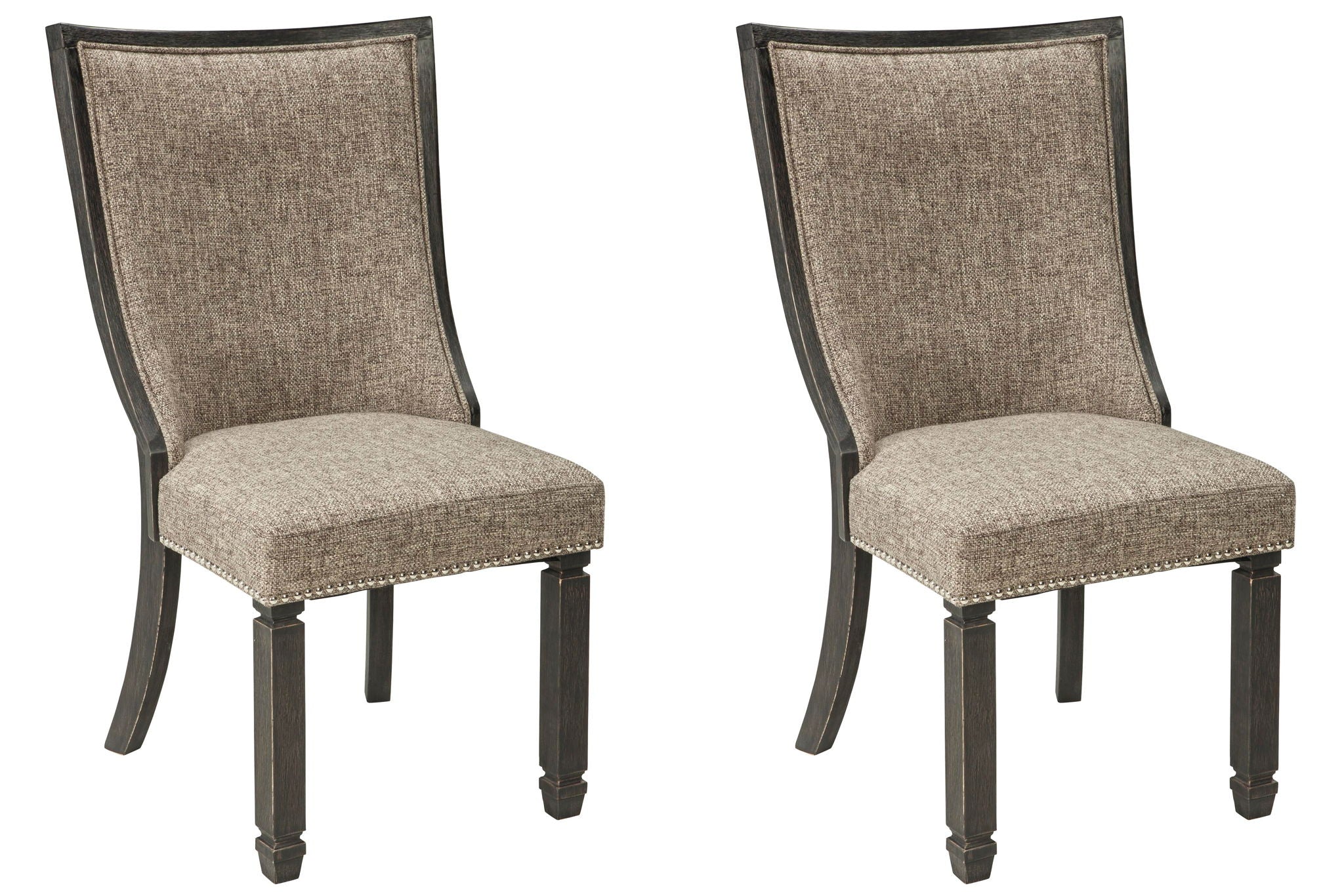 Tyler Creek - Chaise d'appoint rembourrée (lot de 2) - Dossier encadré - Noir / Marron grisâtre