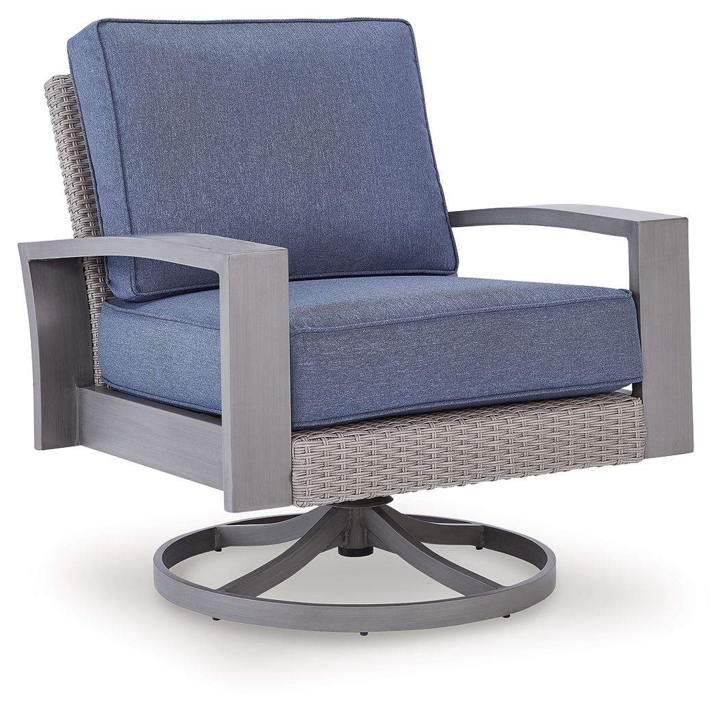 Plage de Half Moon - Fauteuil de salon pivotant avec coussin - Bleu/Gris