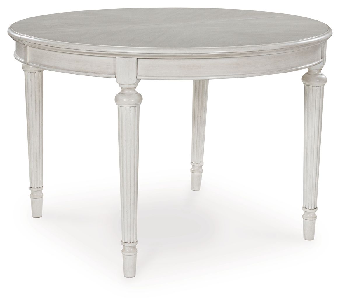 Montelaine - Table de salle à manger ovale avec rallonge - Blanc antique
