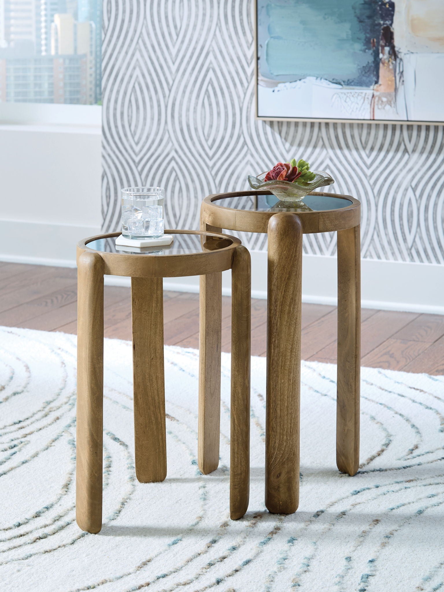 Jossor - Ensemble de tables d'appoint (Lot de 2) - Marron clair
