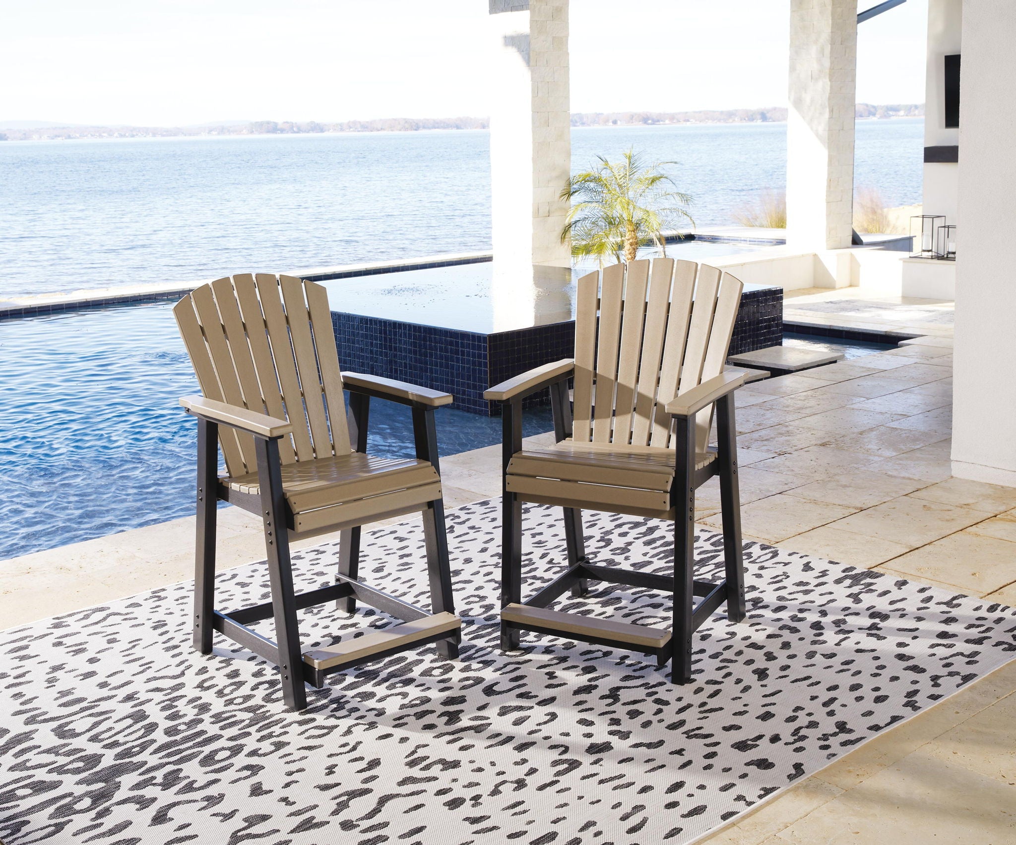 Fairen Trail - Tabouret de bar (Lot de 2) - Noir / Bois flotté
