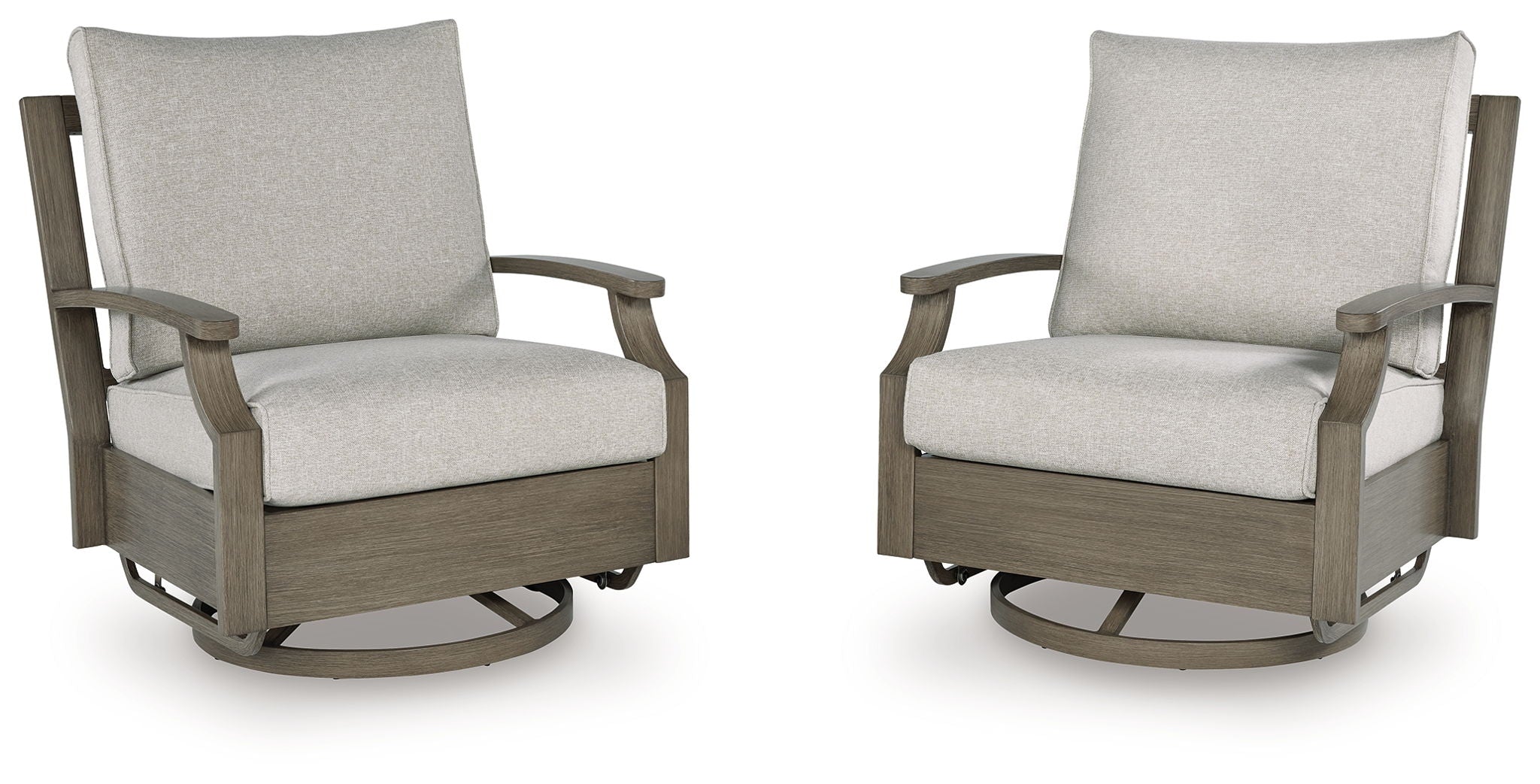 Fauteuil à bascule pivotant Rainier Ranch avec coussin – Brun/Beige