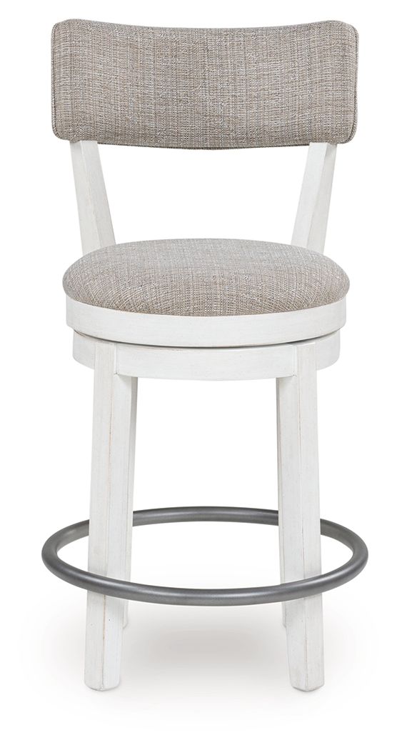 Robbinsdale - Tabouret de bar pivotant rembourré (Lot de 2) - Blanc antique