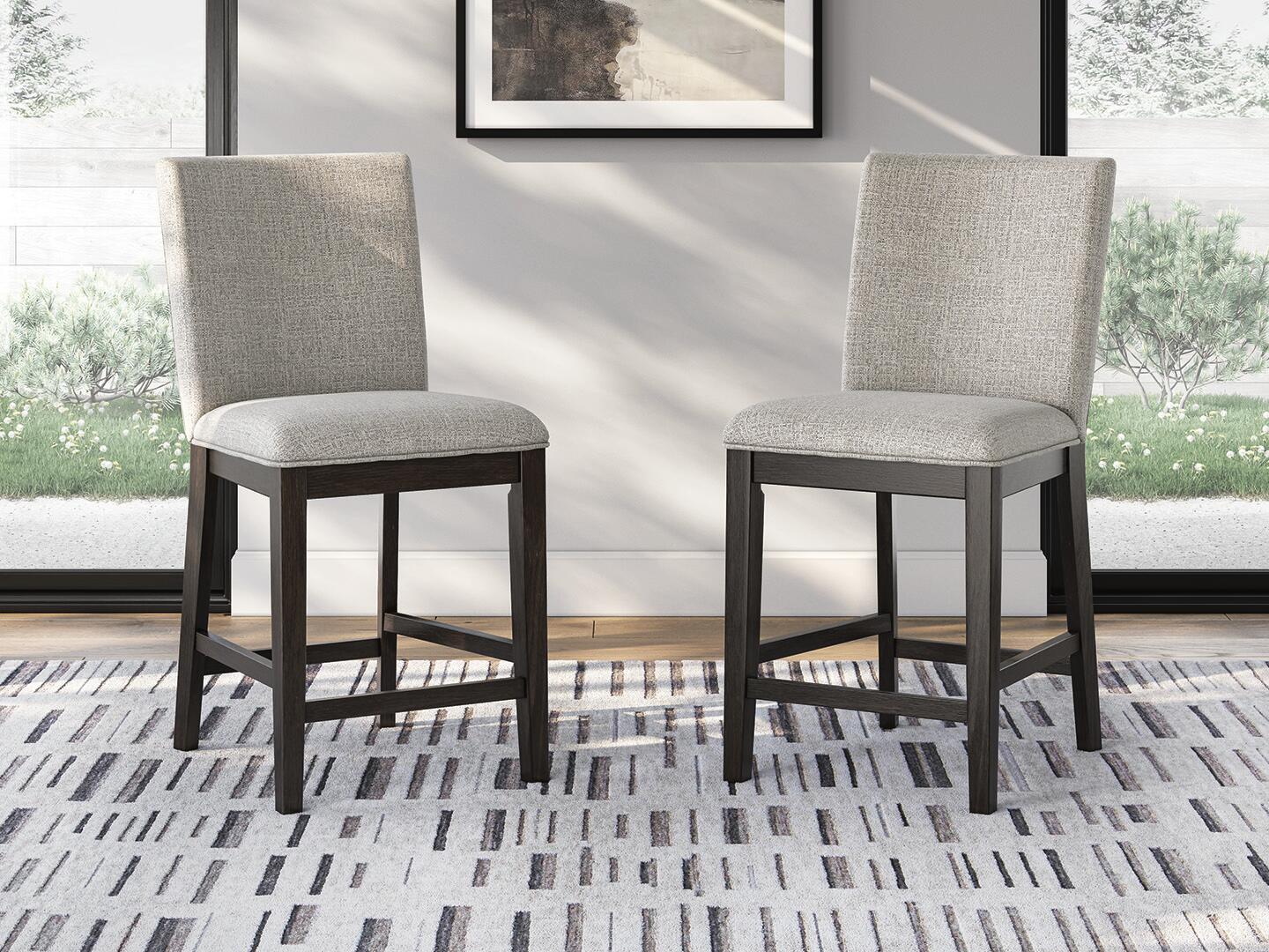Neymorton - Tabouret de bar rembourré (Lot de 2) - Marron gris foncé