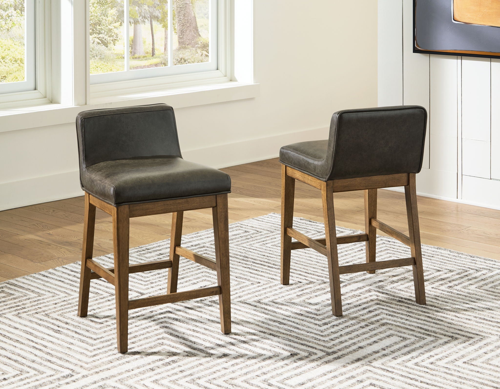 Cabalynn - Tabouret de bar rembourré (Lot de 2) - Brun bicolore