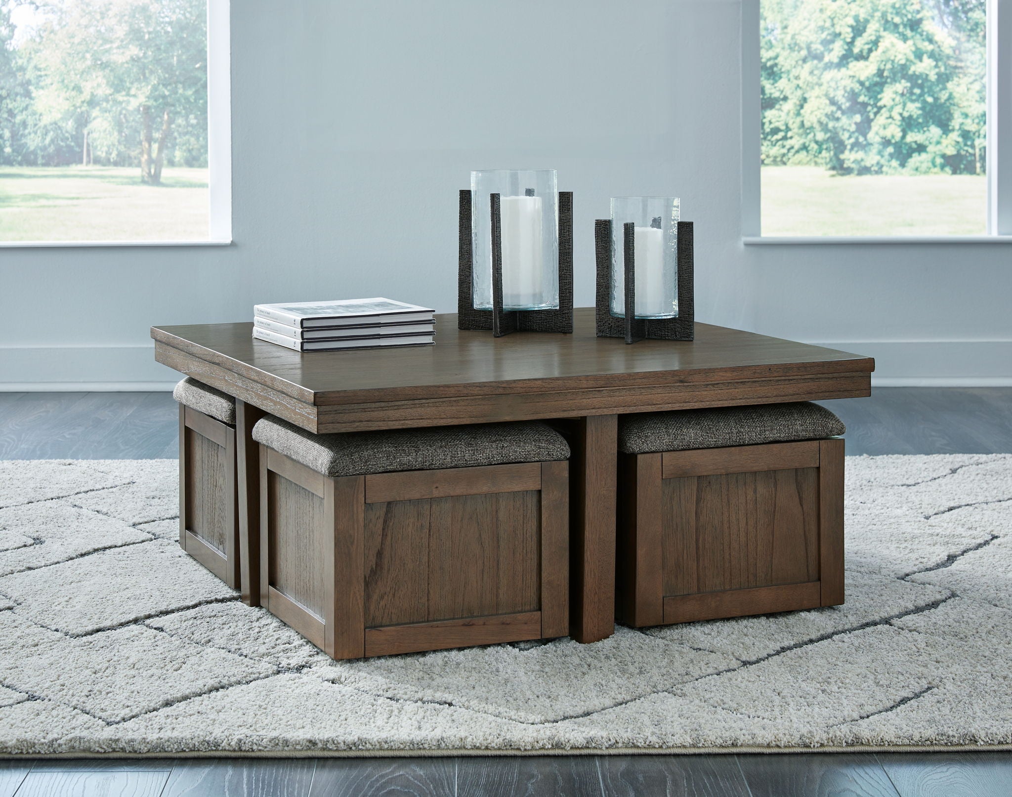 Boardernest - Table de cocktail avec 4 tabourets (Lot de 5) - Marron