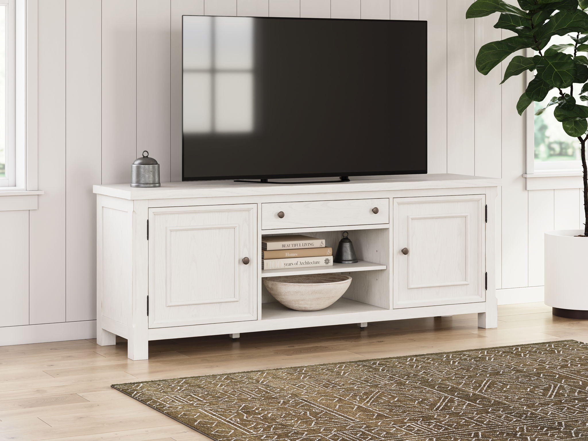 Robbinsdale - Meuble TV extra large - Blanc antique