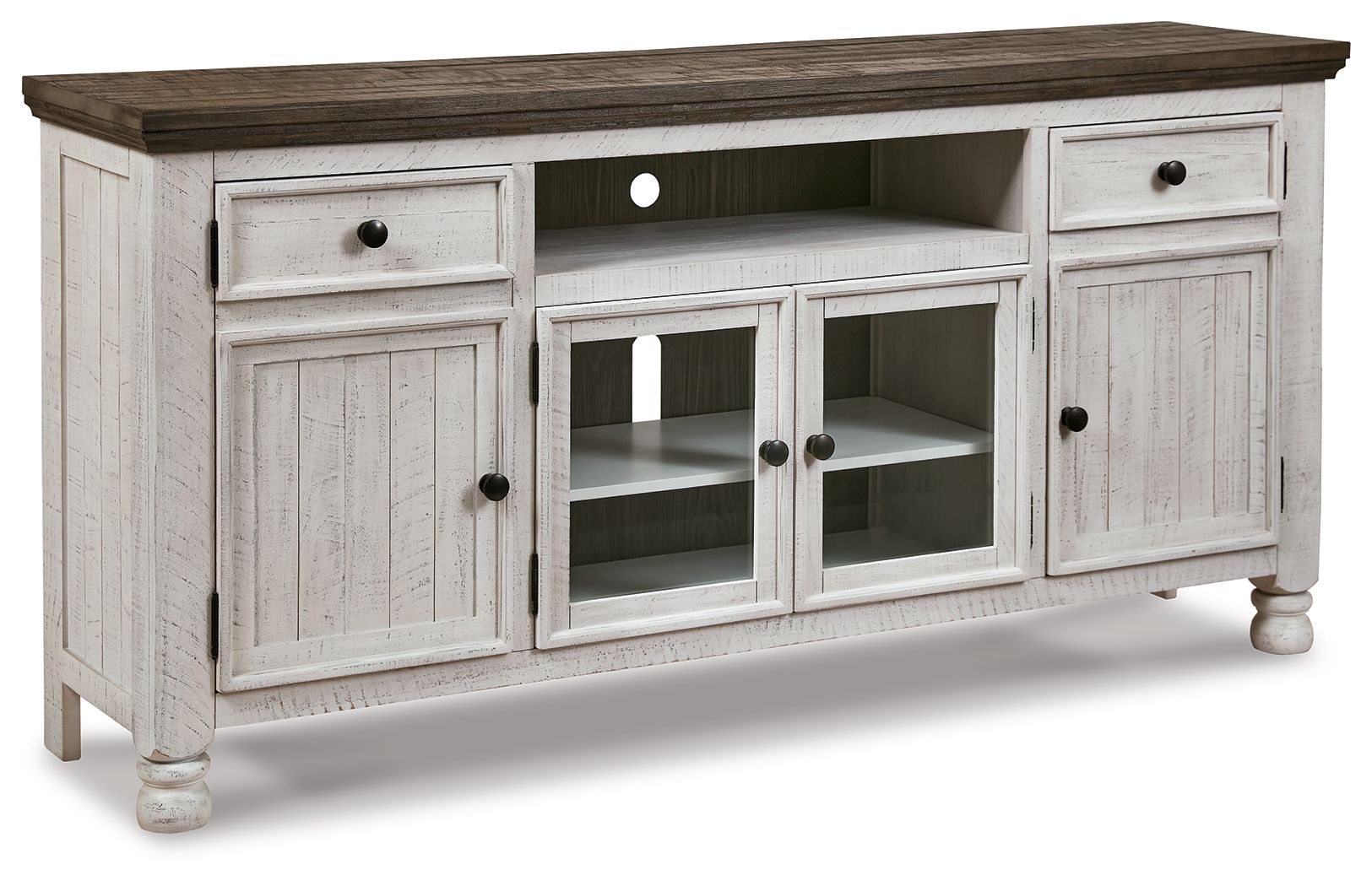 Havalance - Meuble TV extra large - 4 portes - Marron / Beige
