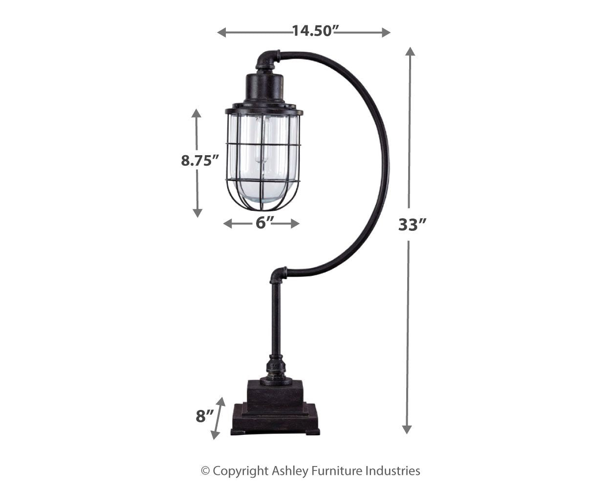 Jae - Lampe de bureau en métal - Noir antique