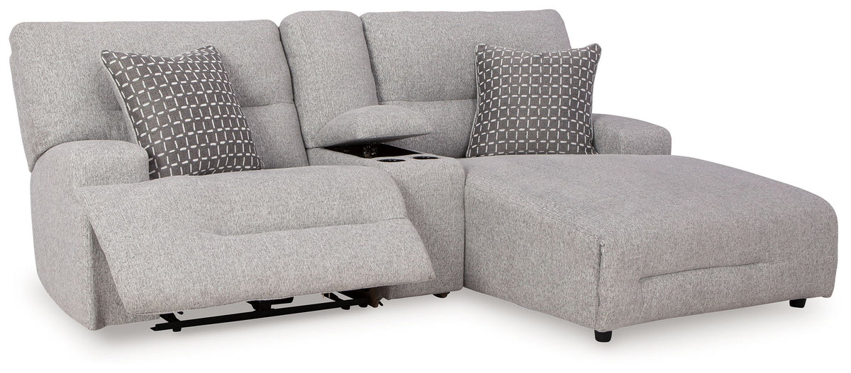 Acklen Place - 4 Pc. - 3-Piece Power Reclining Sectional Sofa With Raf Chaise, Wide Seat Power Recliner - Pewter