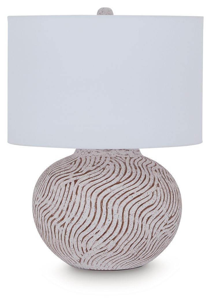 Vien - Lampe de table en terre cuite - Blanc vieilli