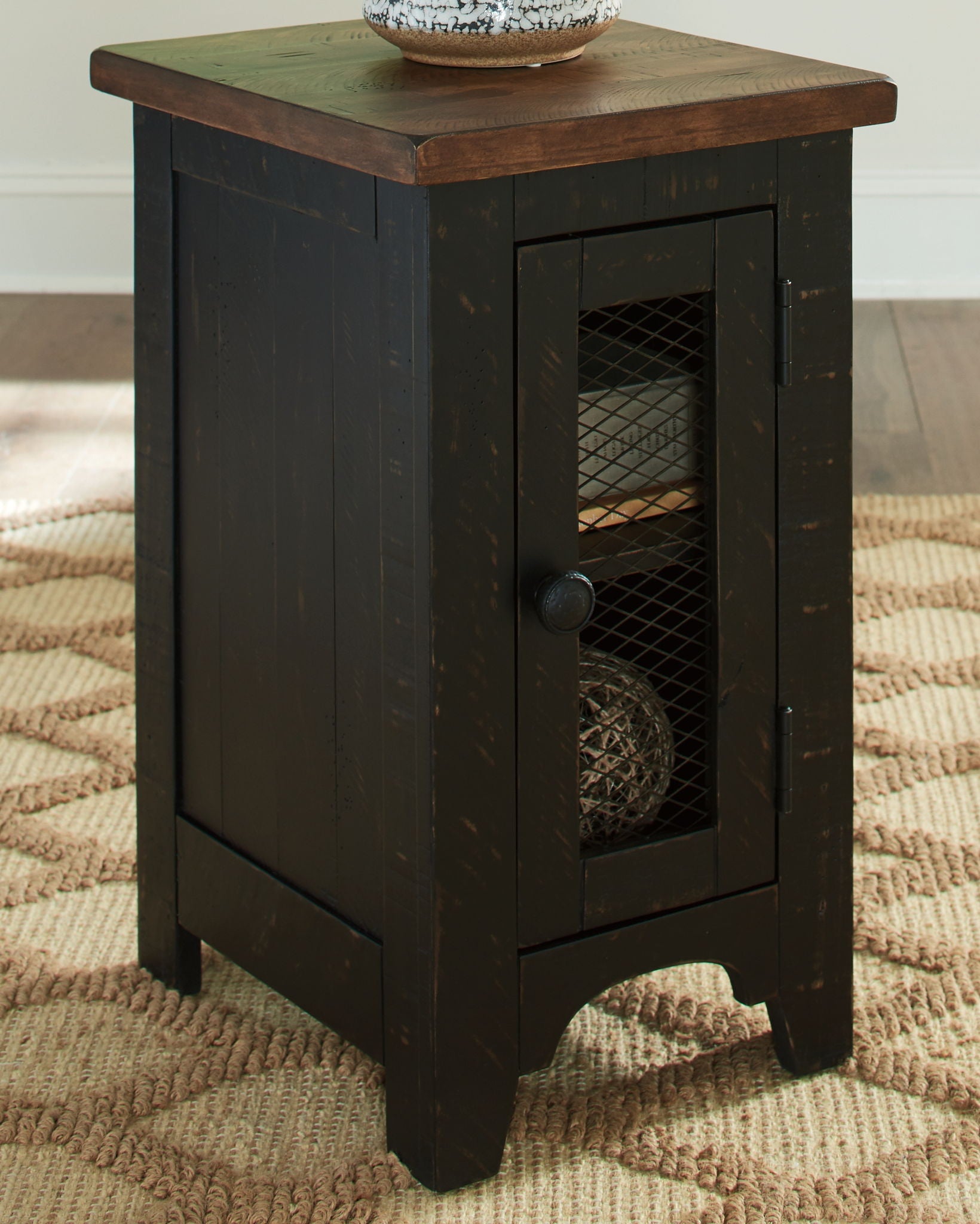 Valebeck - Table d'appoint de bout de canapé - Noir / Marron
