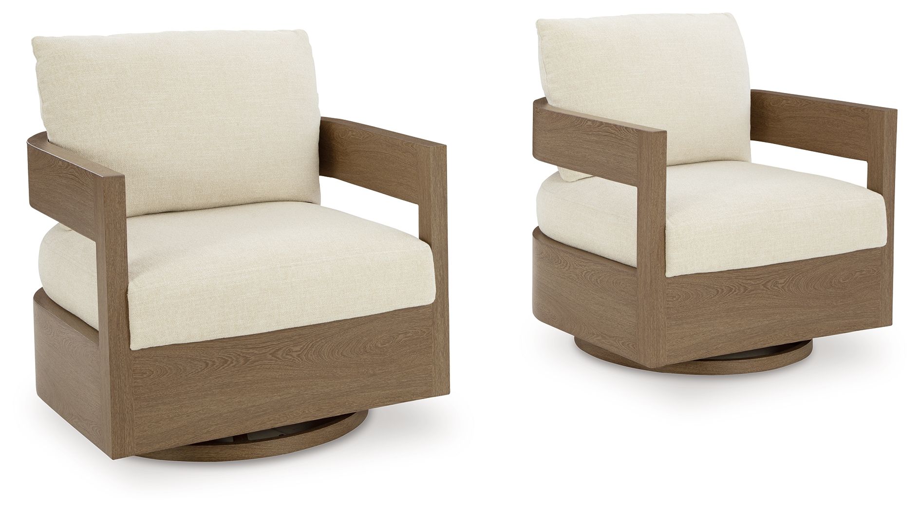 Serene Bay - Fauteuil planeur pivotant avec coussin - Brun foncé/blanc