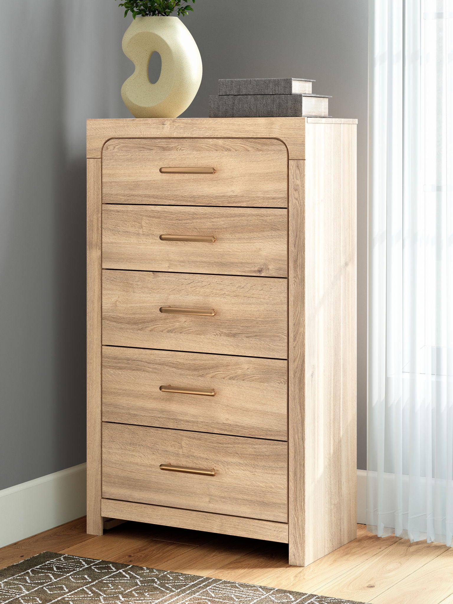 Commode à cinq tiroirs Kinlanni - Tan