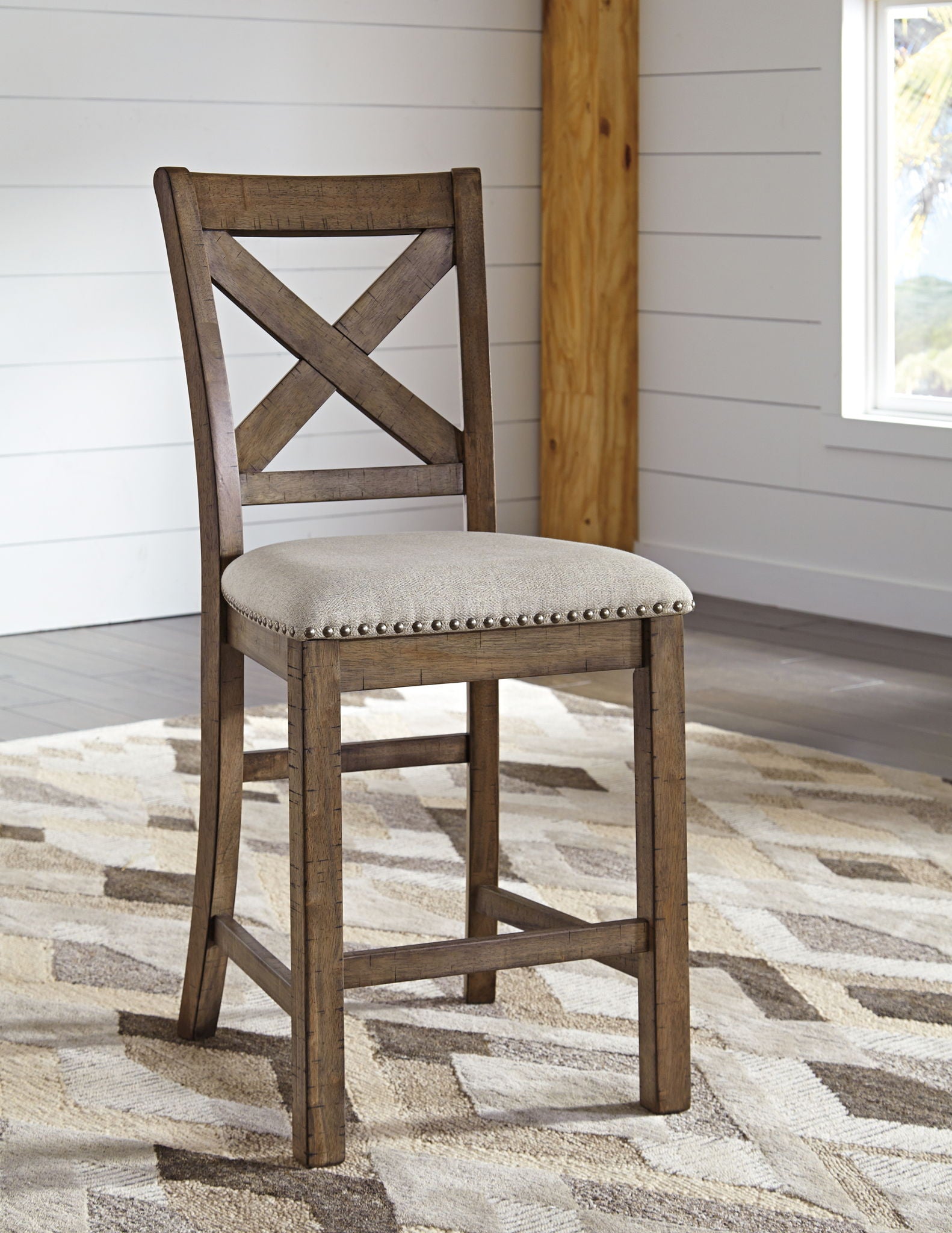 Moriville - Tabouret de bar rembourré (Lot de 2) - Beige
