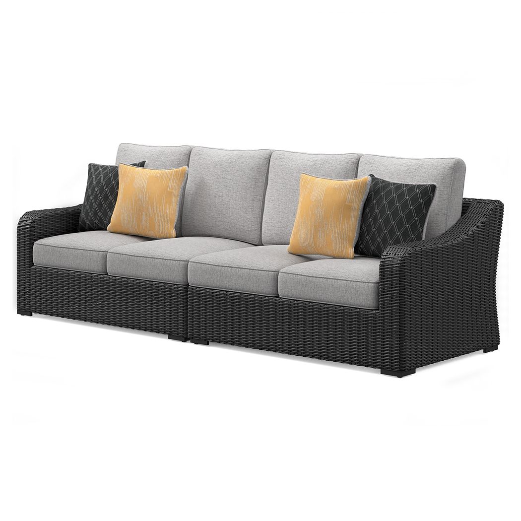 Beachcroft - Causeuse d'extérieur 2 pièces avec coussin - Noir / Gris clair
