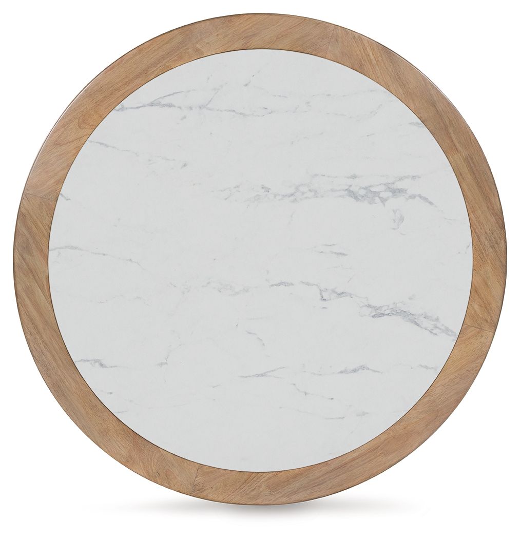 Camdill - Table Basse Ronde - Brun Clair / Blanc