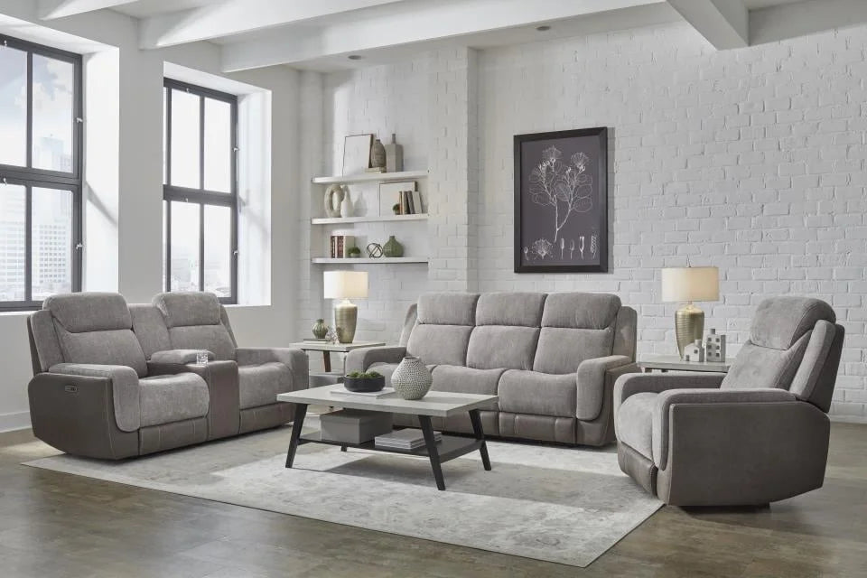 Jenner Afton Grey Power Reclining Sofa Set