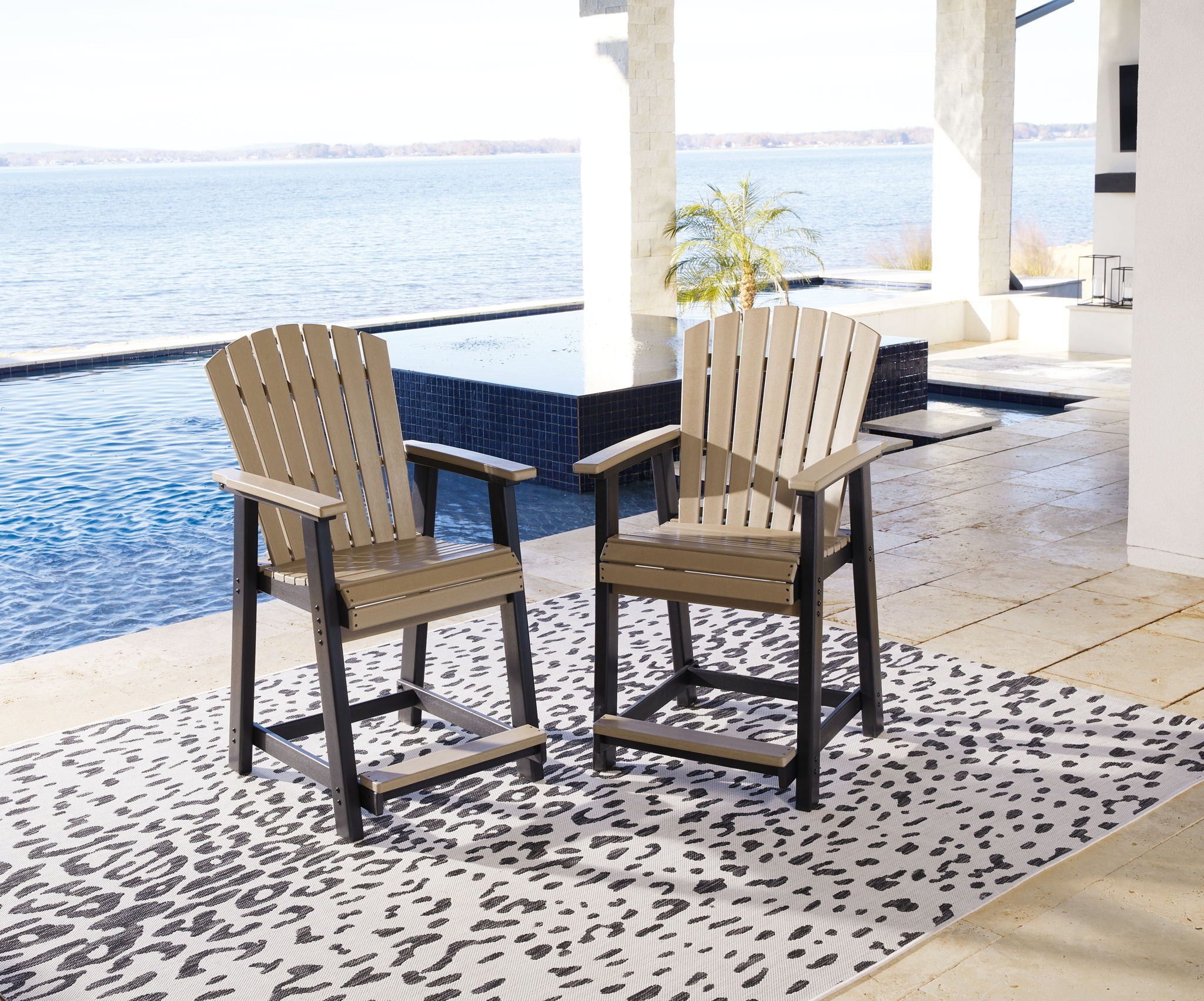 Fairen Trail - Tabouret de bar (Lot de 2) - Noir / Bois flotté
