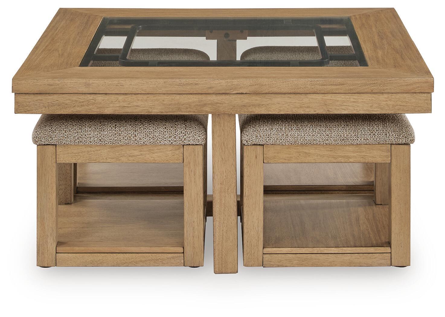Wittenmyer - Cocktail Table With 4 Stools (Set of 5) - Natural / Black