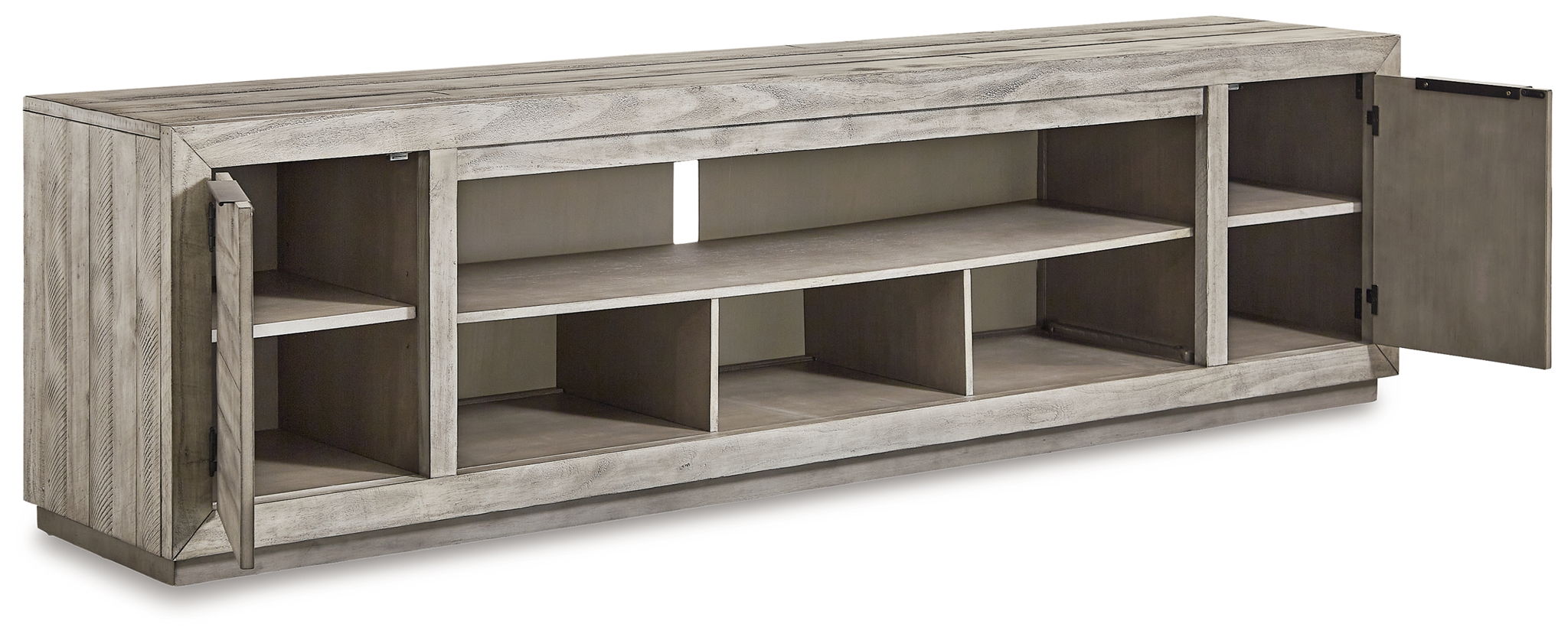Naydell - Meuble TV extra-large avec option foyer - Gris
