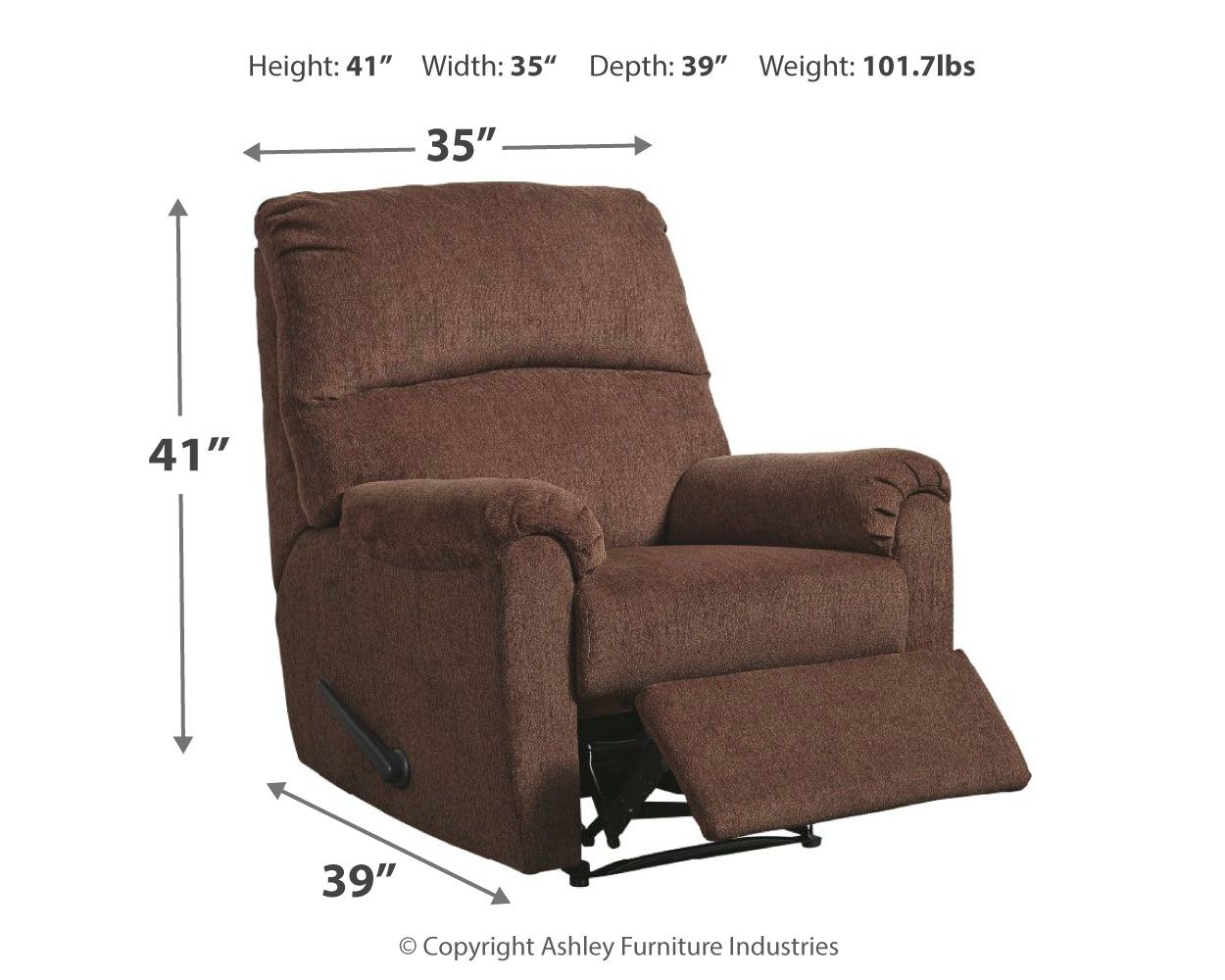Nerviano - Fauteuil inclinable Zero Wall - Tissu - Chocolat
