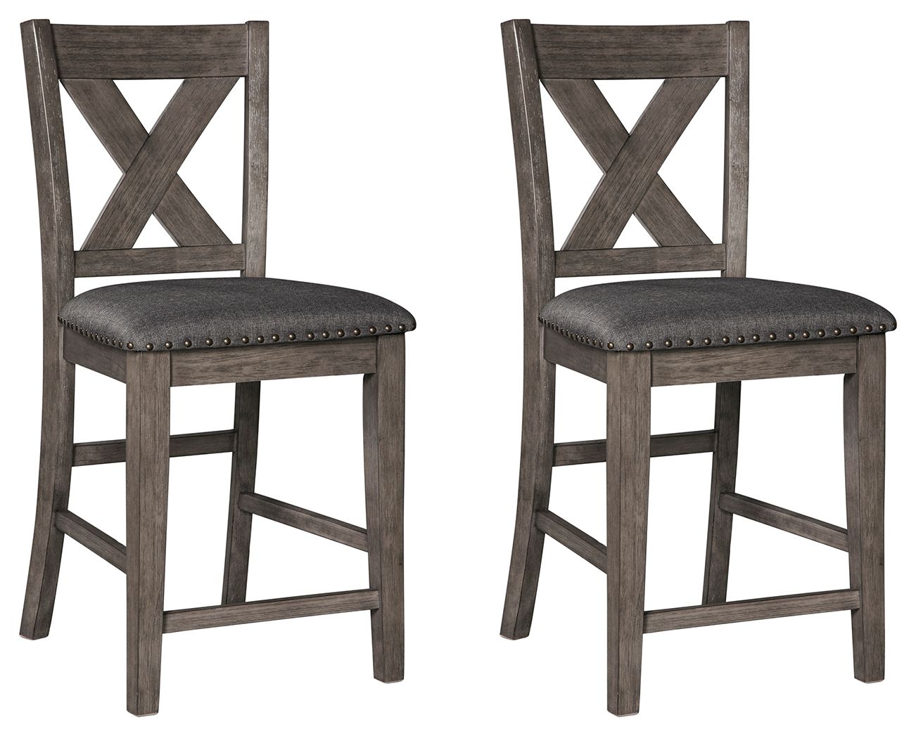 Caitbrook - Tabouret de bar rembourré (Lot de 2) - Gris