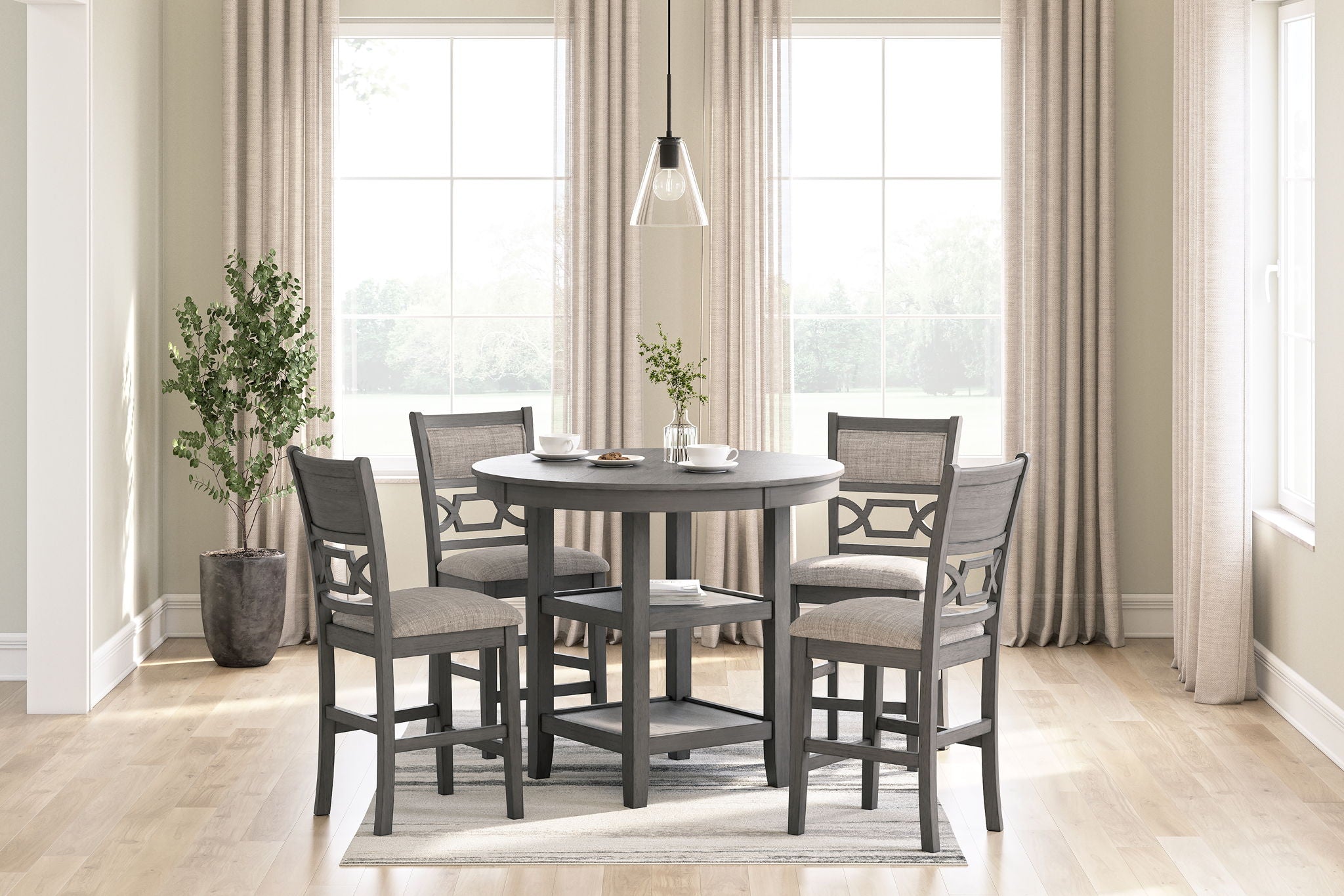 Wrenning - Ensemble de table de comptoir Drm (Lot de 5) - Gris