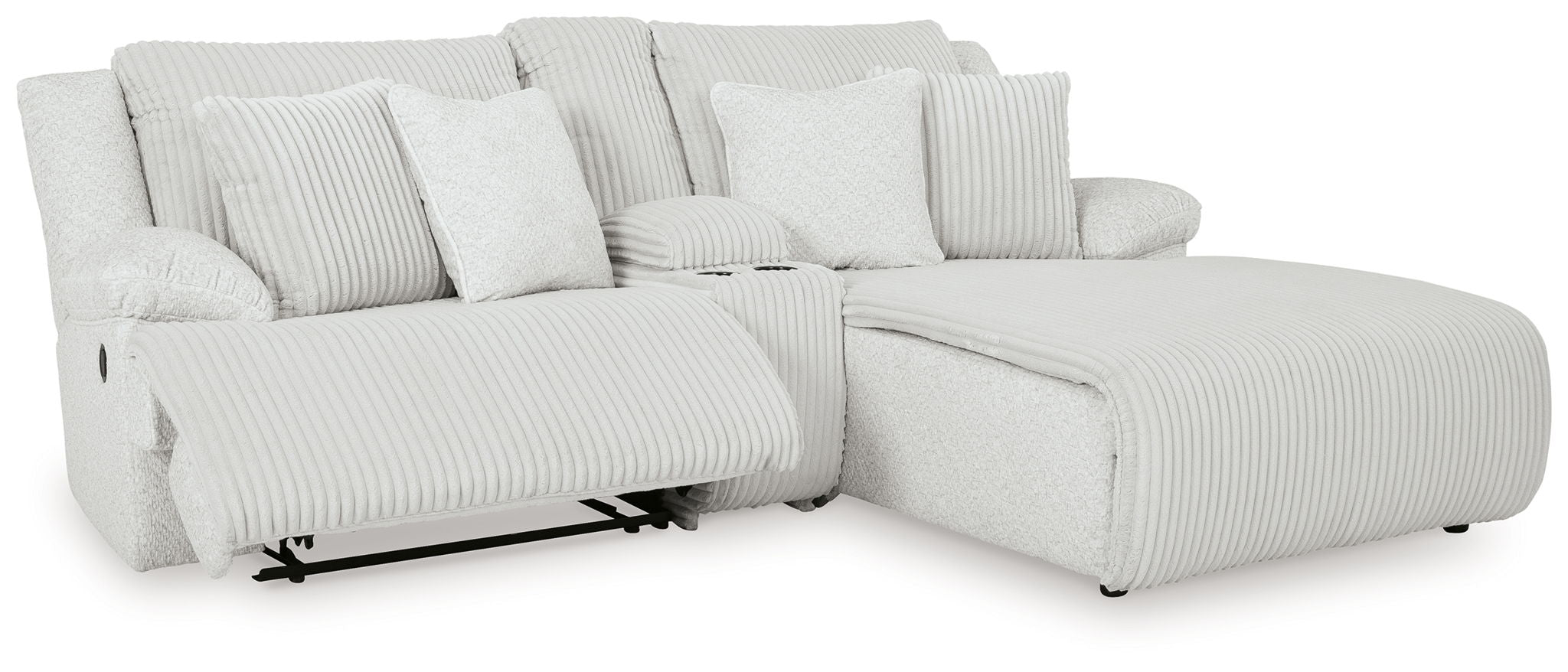 Haut de gamme - Canapé sectionnel inclinable 3 places avec chaise longue RAF - Tissu - Alliage