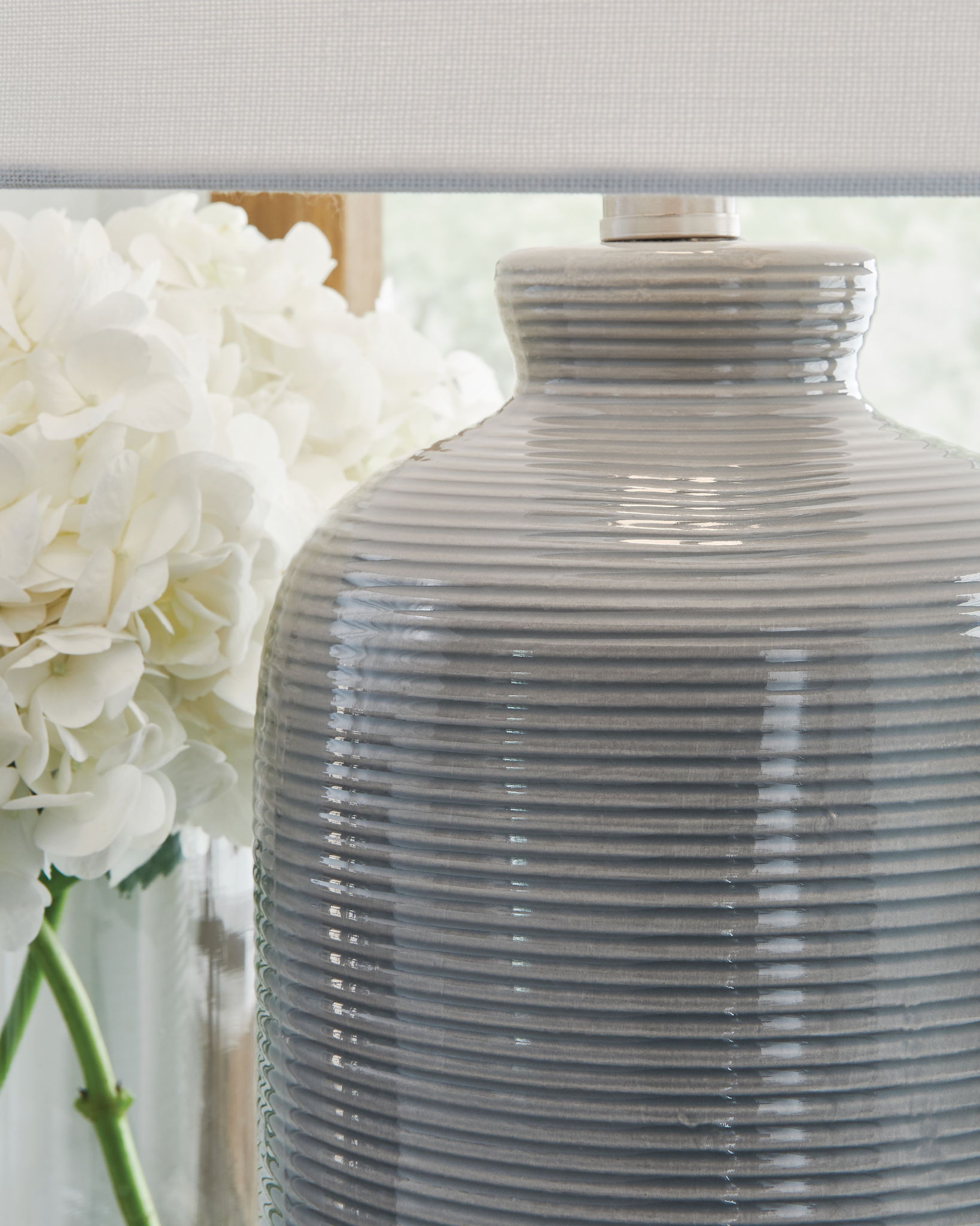 Wimlow - Lampe de table en céramique - Bleu gris
