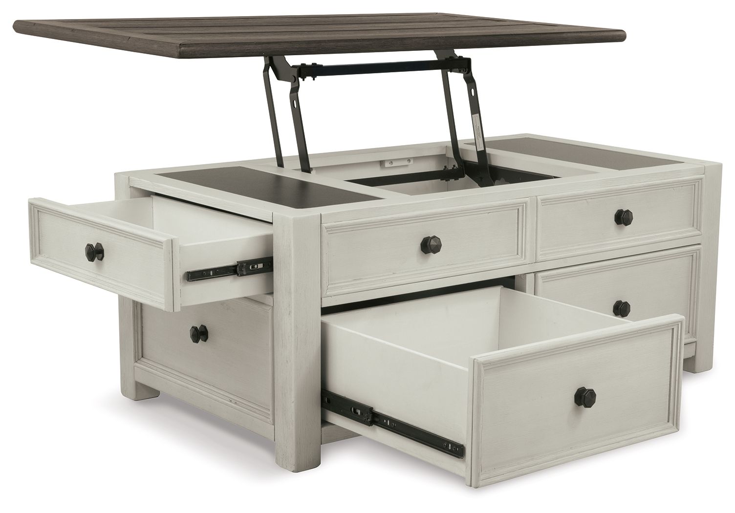 Bolanburg - Table basse relevable - Blanc / Brun / Beige