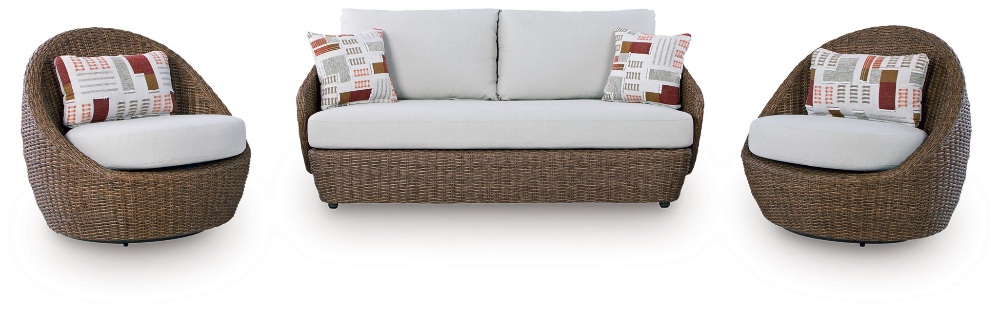 Double Point - Ensemble Causeuse et Fauteuils Pivotants (Lot de 3) - Beige