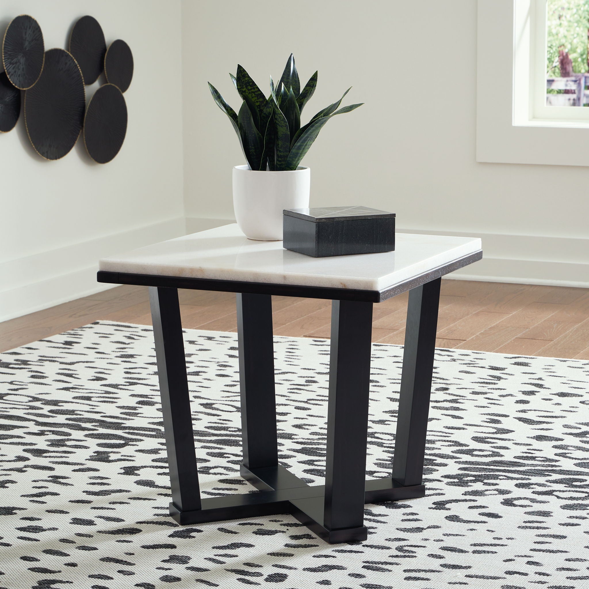 Fostead - Table d'appoint carrée - Blanc / Espresso