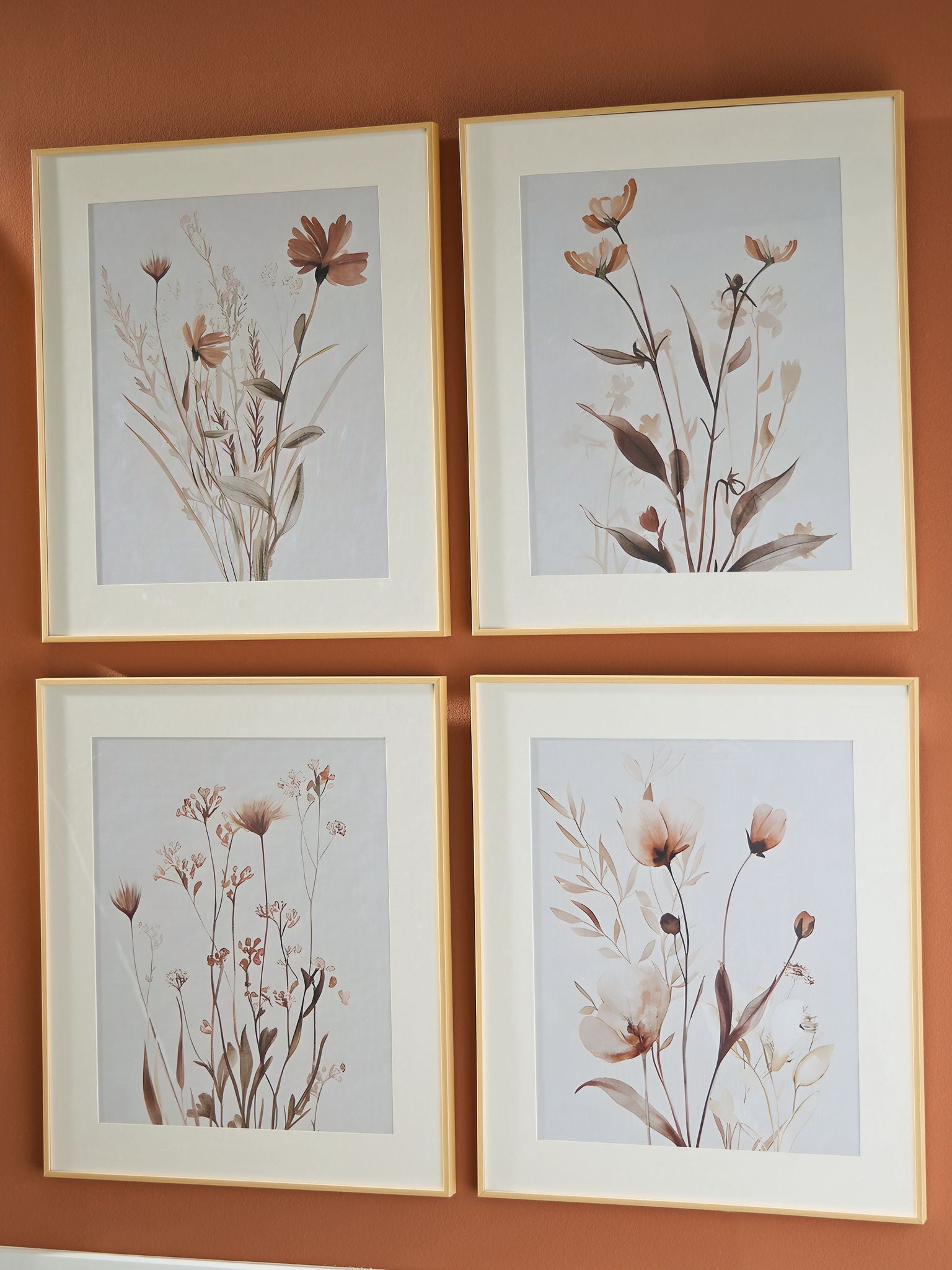 Chettings - Lot de 4 décorations murales - Beige / Gris / Vieux rose