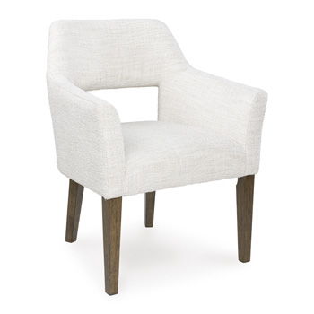 Marxmore - Chaise de salle à manger capitonnée avec accoudoirs (lot de 2) - Beige / Marron