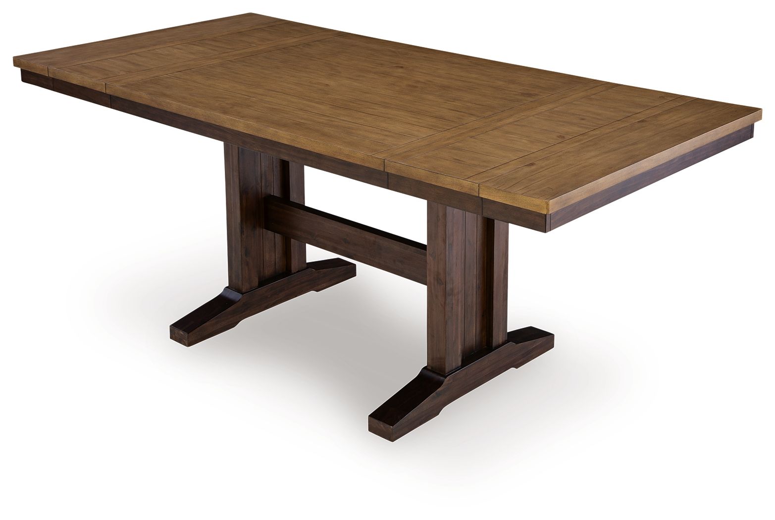 Rylandeen - Table de salle à manger rectangulaire avec rallonge, hauteur comptoir - Brun clair / Brun foncé