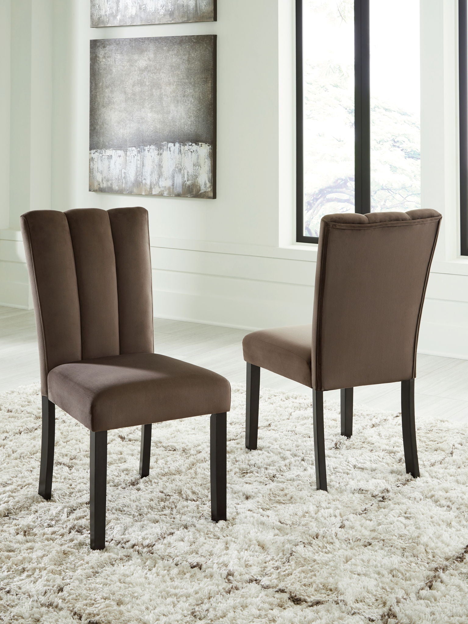 Jeshina - Chaise de salle à manger rembourrée (lot de 2) - Mocha