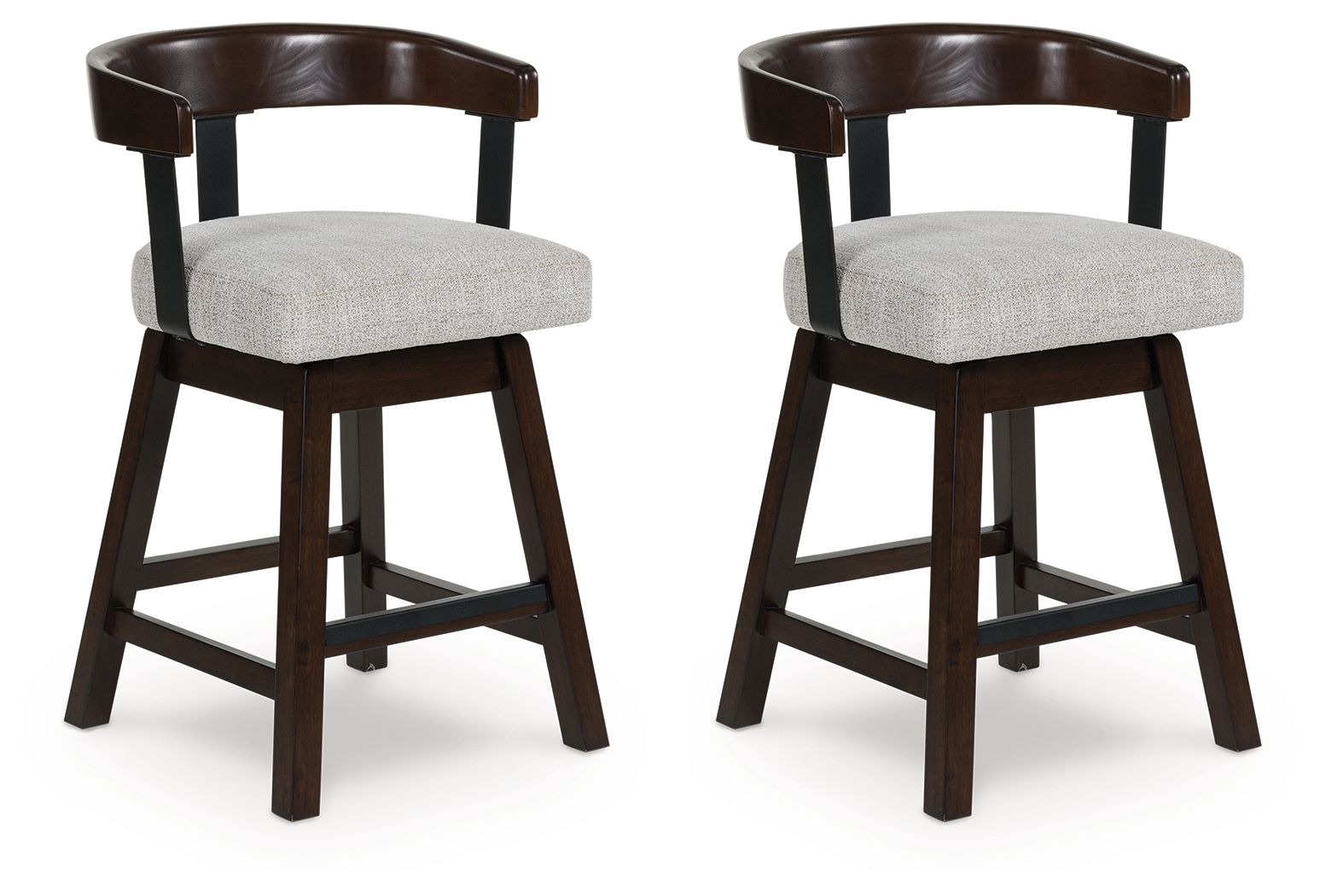 Haddigan - Tabouret de bar pivotant rembourré (Lot de 2) - Marron foncé