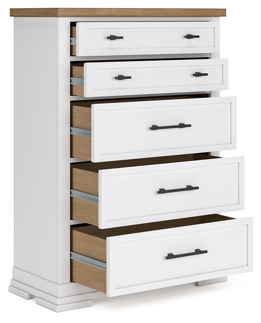 Ashbryn - Commode cinq tiroirs - Blanc / Naturel