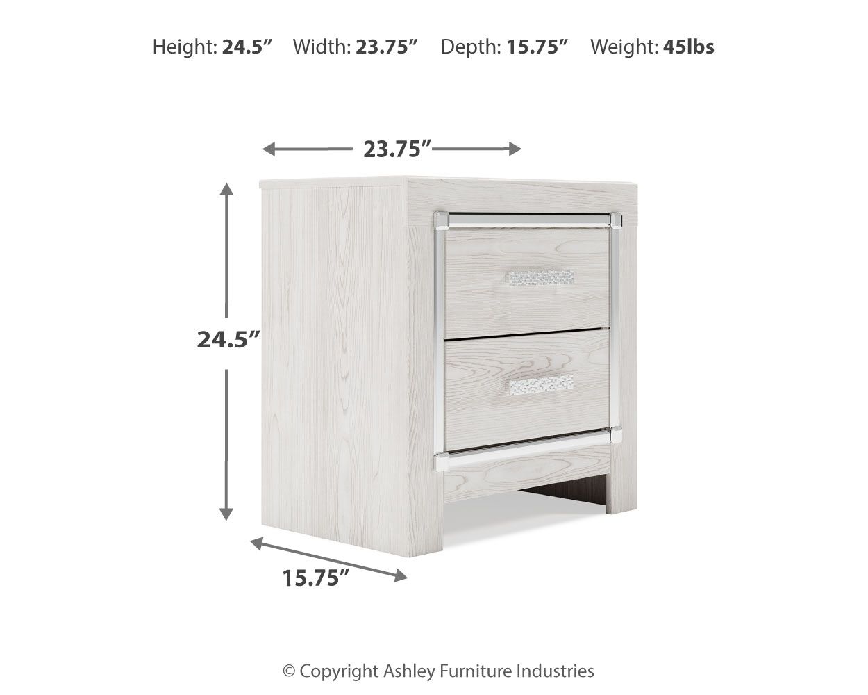 Altyra - Table de chevet à deux tiroirs - Blanc
