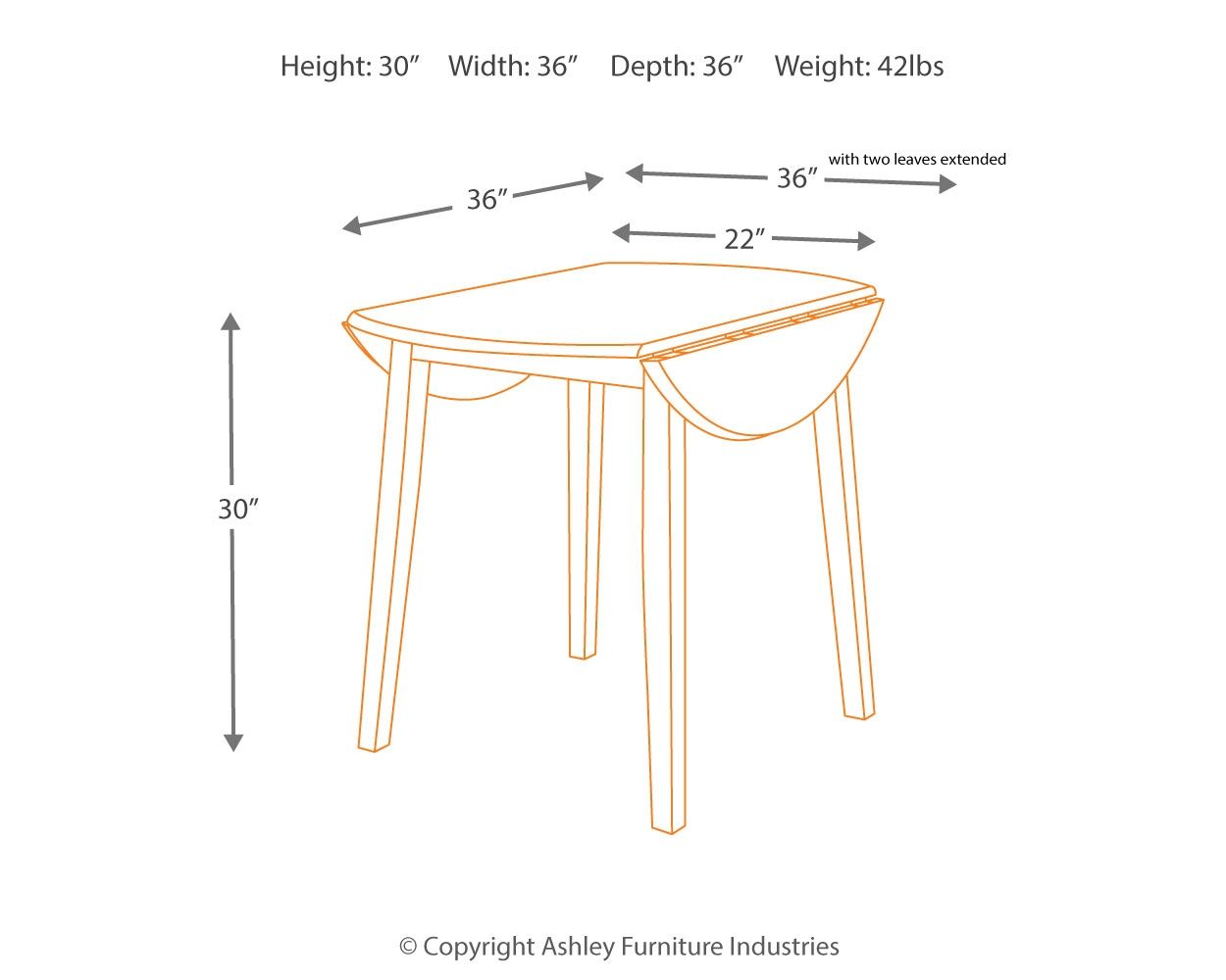 Hammis - Table à abattants ronde DRM - Marron foncé