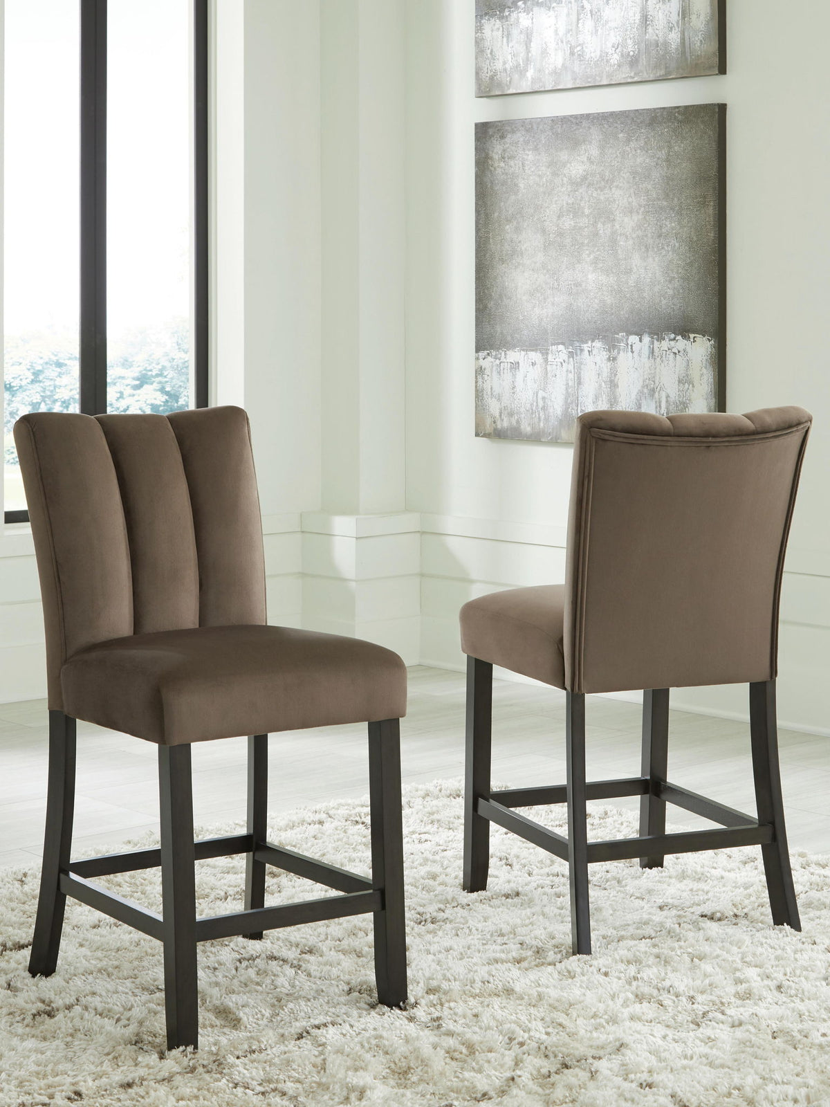 Jeshina - Tabouret de bar rembourré (Lot de 2) - Mocha