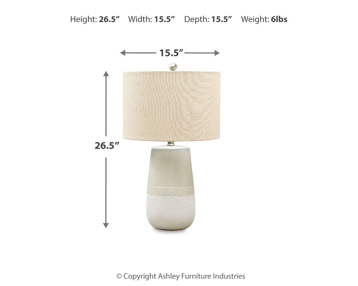 Shavon - Lampe de table en céramique - Beige / Blanc