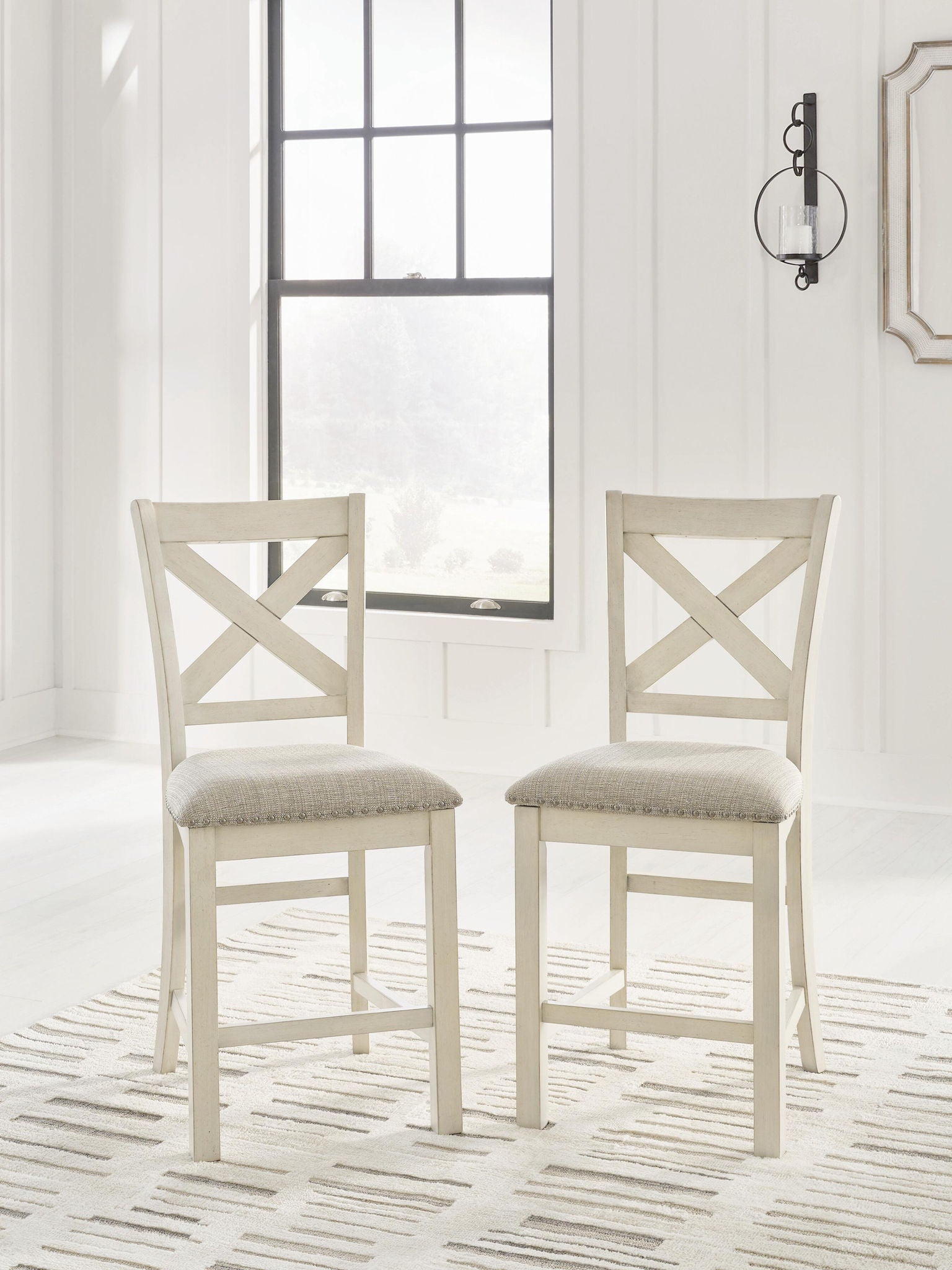 Robbinsdale - Tabouret de bar rembourré (Lot de 2) - Blanc antique