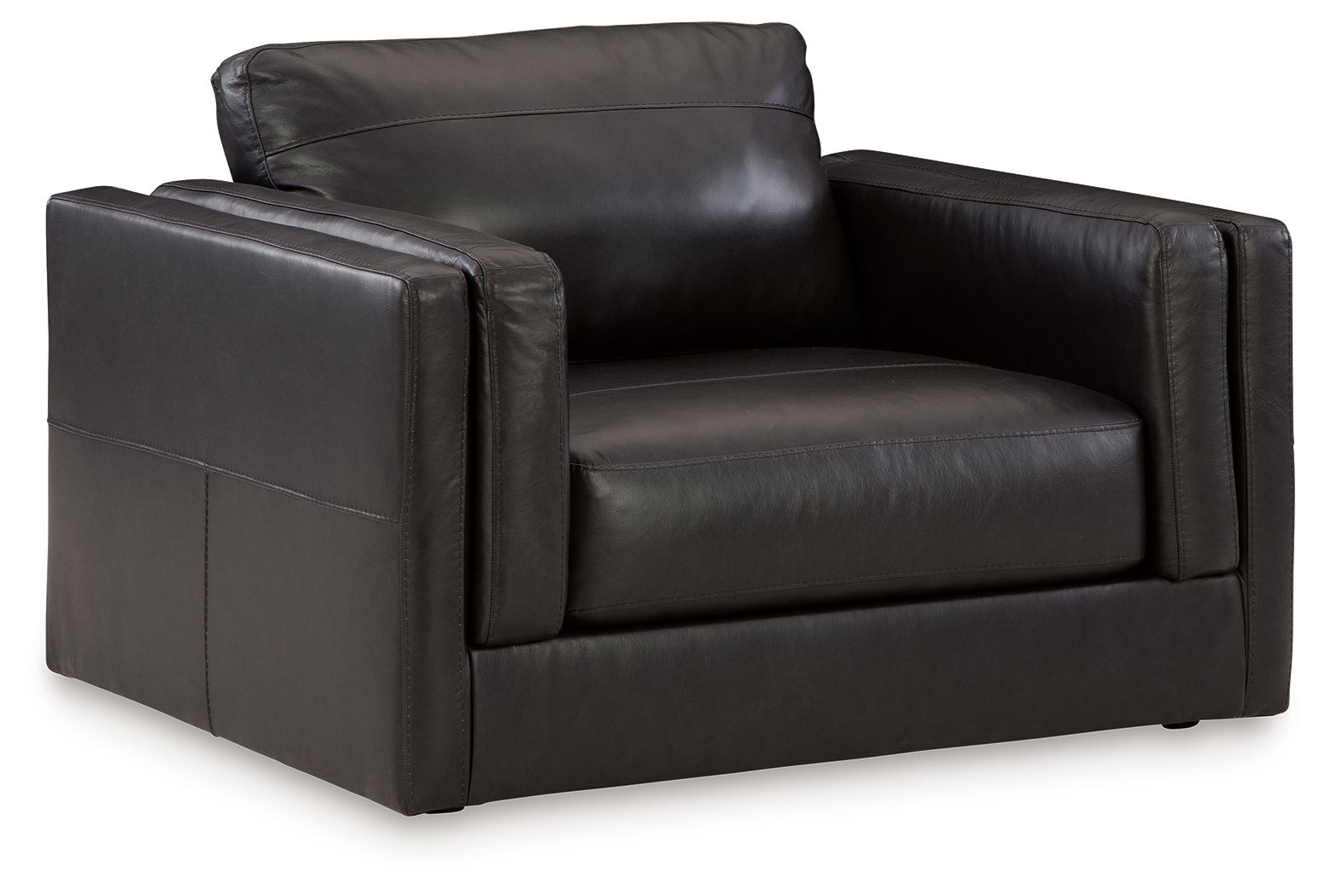 Amiata - Chair And A Half - Leather Match - Onyx
