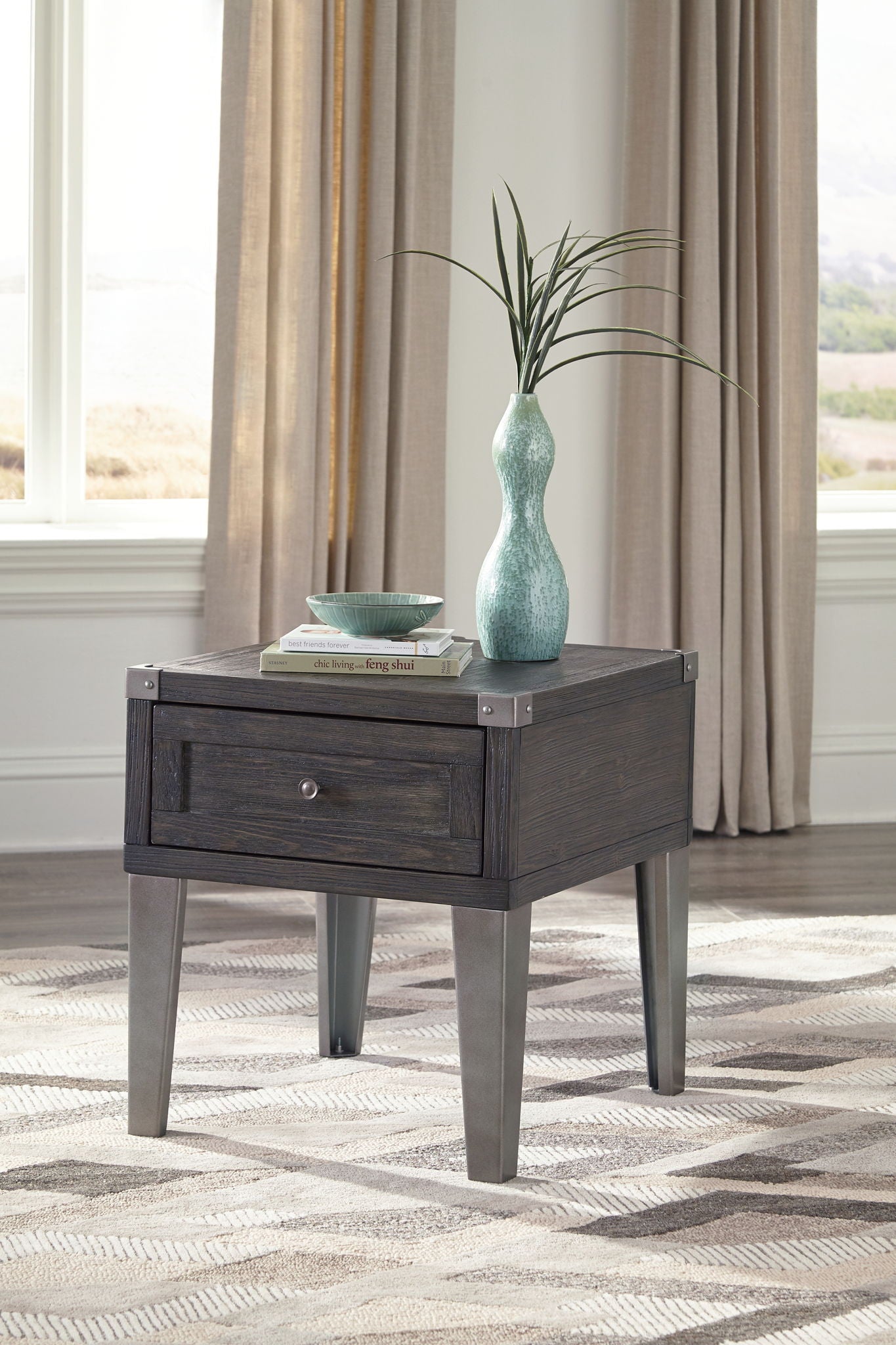Todoe - Table d'appoint rectangulaire - Gris foncé