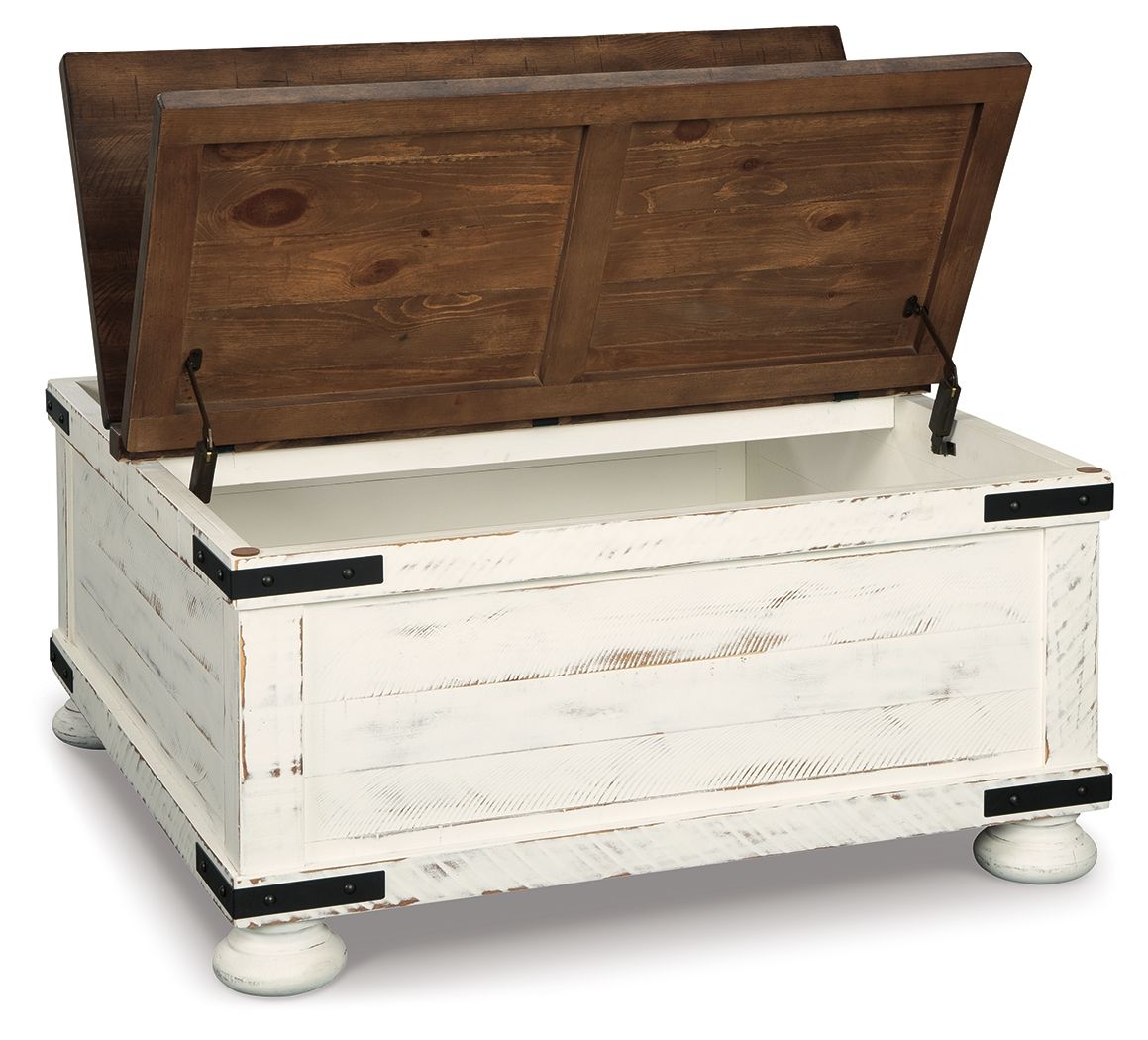Wystfield - Table basse avec rangement - Blanc / Marron