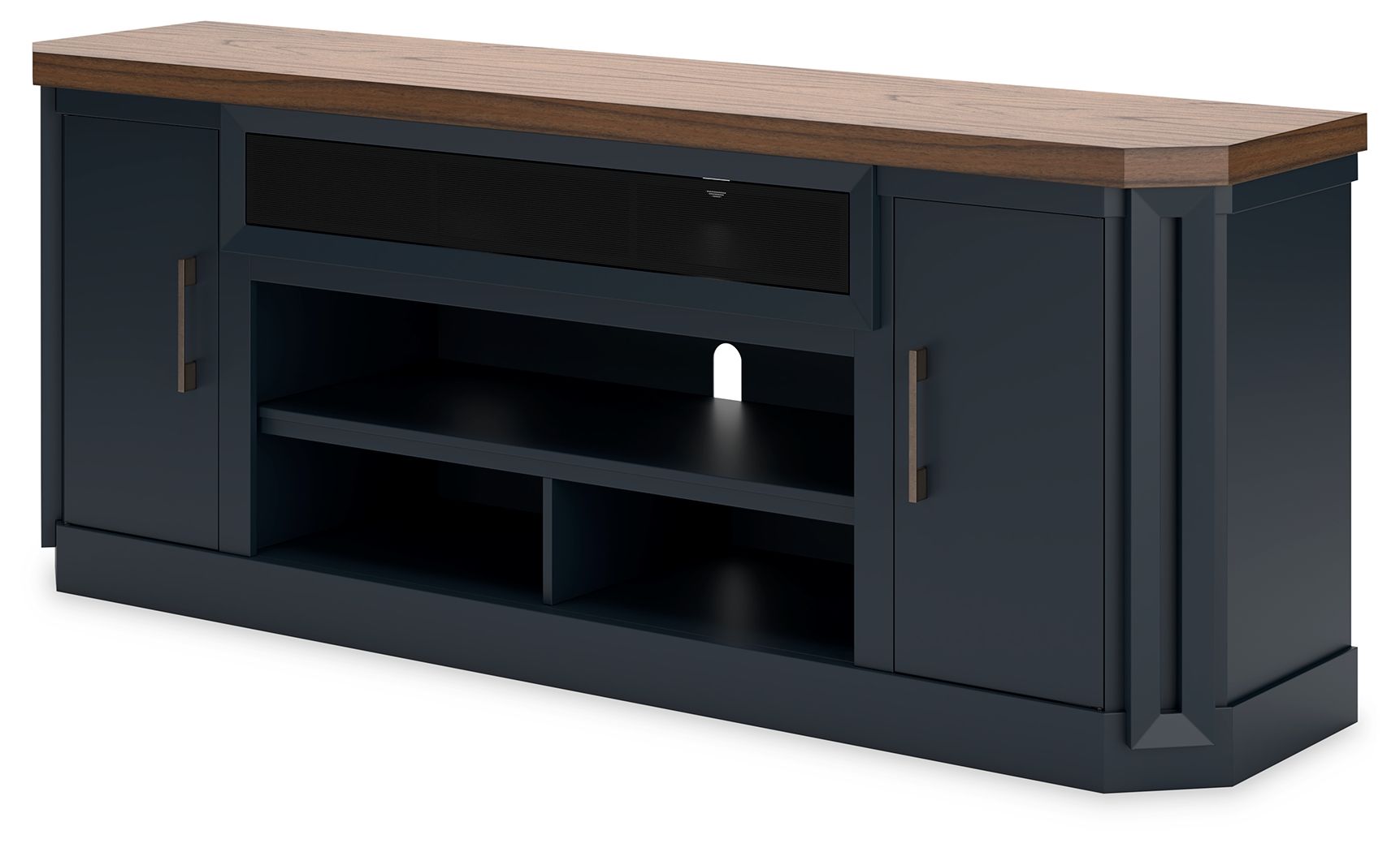 Landocken - Meuble TV XL avec option foyer - Brun / Bleu