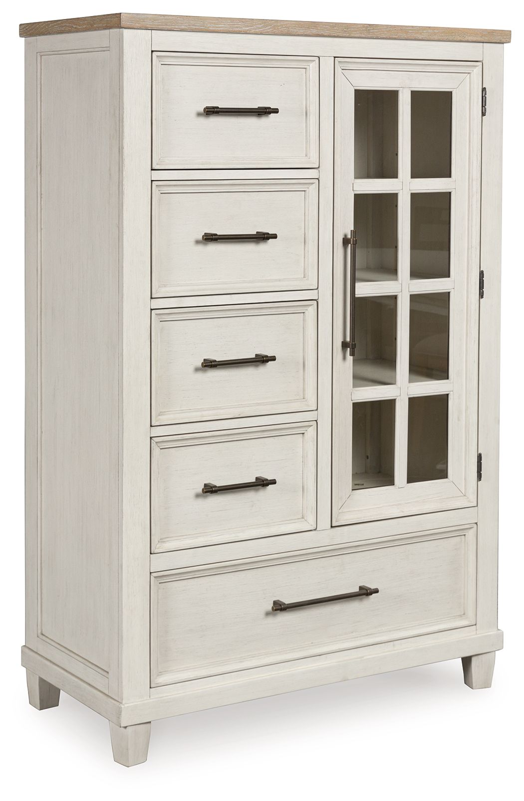 Shaybrock - Armoire de porte - Blanc ancien / Marron