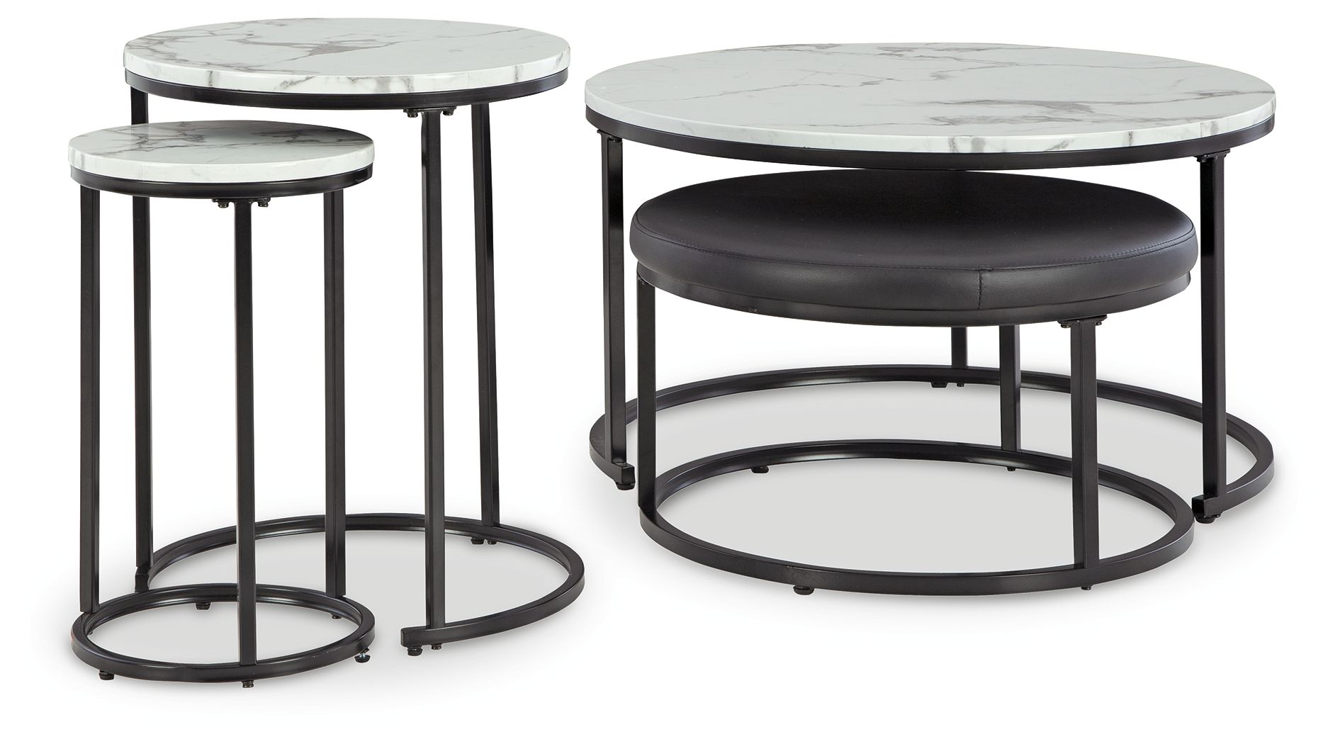 Jusmour - Tables gigognes occasionnelles (lot de 4) - Noir / Blanc